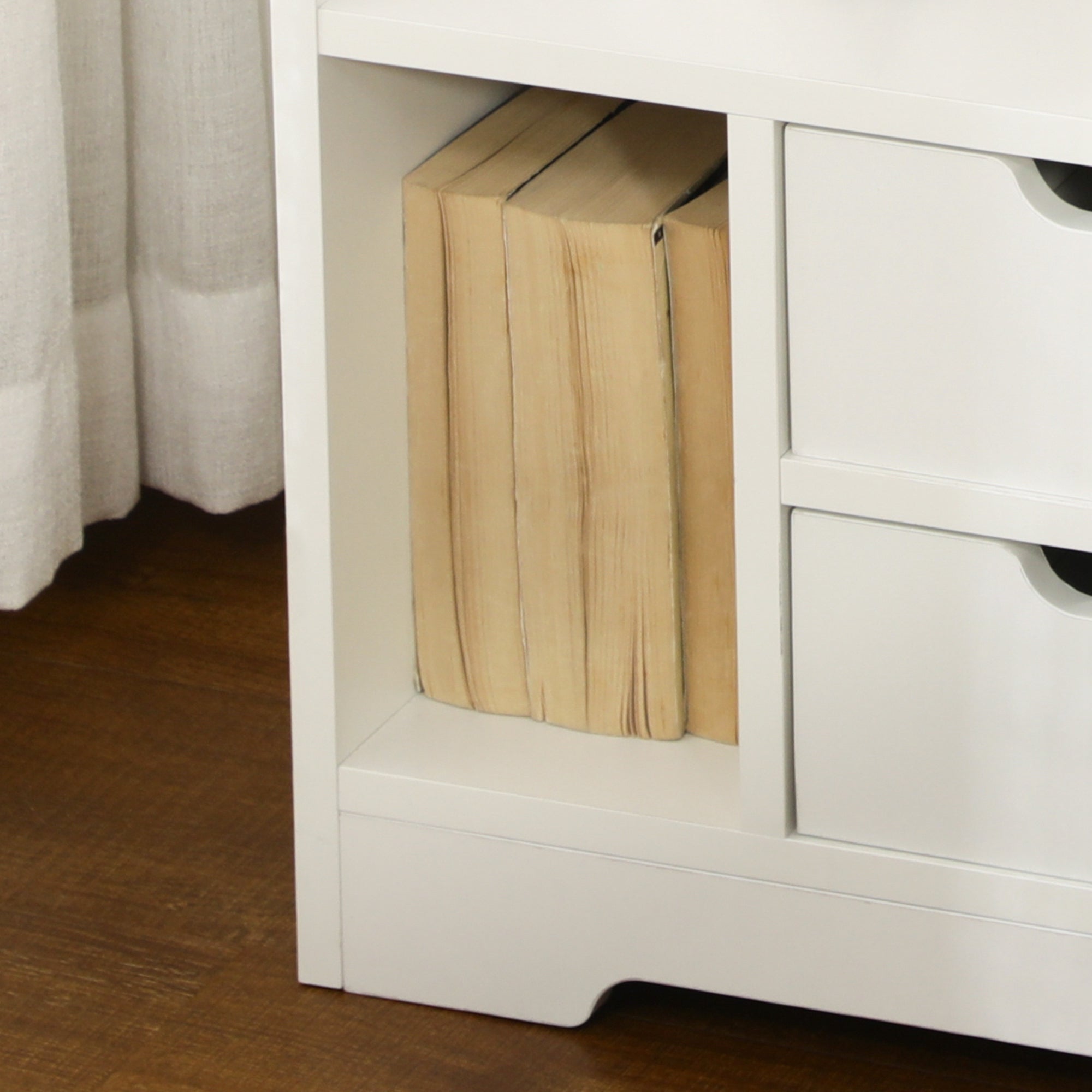 HOMCOM Bedside Table, Small Bedside Cabinet with 2 Drawers and Storage Shelves, Accent Table for Living Room, Bedroom, White - North Peak Garden Furniture