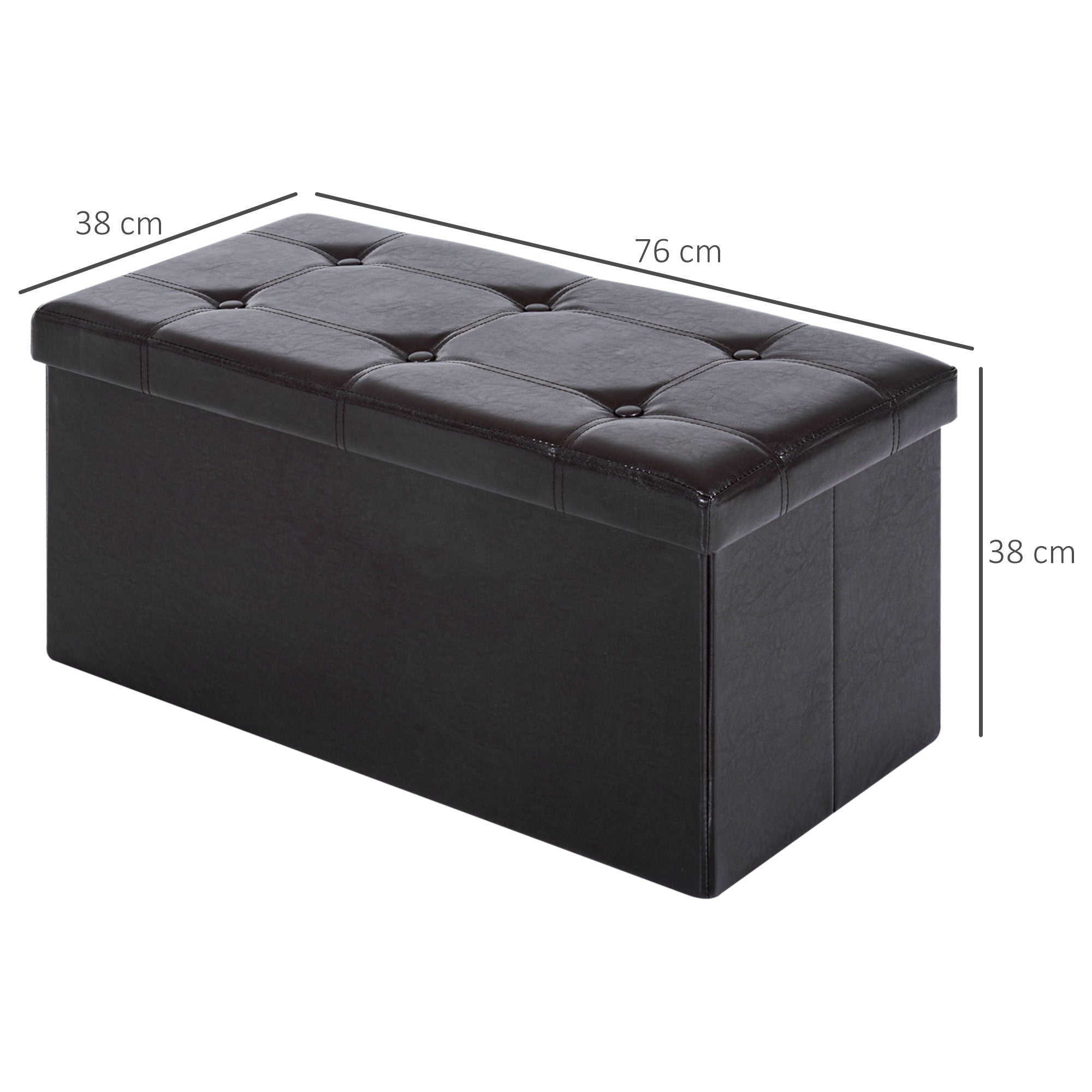 HOMCOM Folding Faux Leather Storage Cube Ottoman Bench Seat PU Rectangular Footrest Stool Box (Brown) - North Peak Garden Furniture