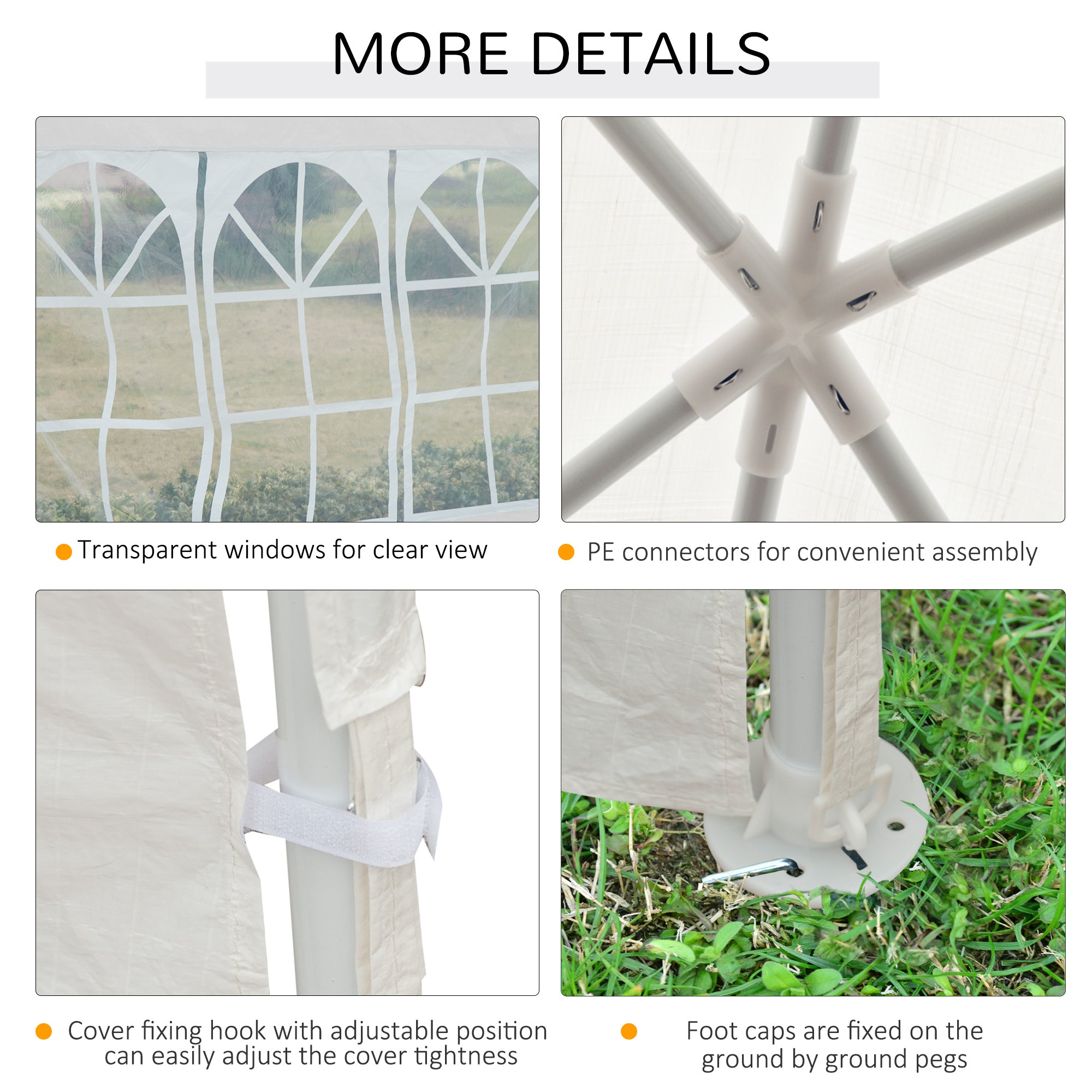 Outsunny Garden Gazebo Marquee Party Wedding Tent Canopy (9m x 3m) - White - North Peak Garden Furniture