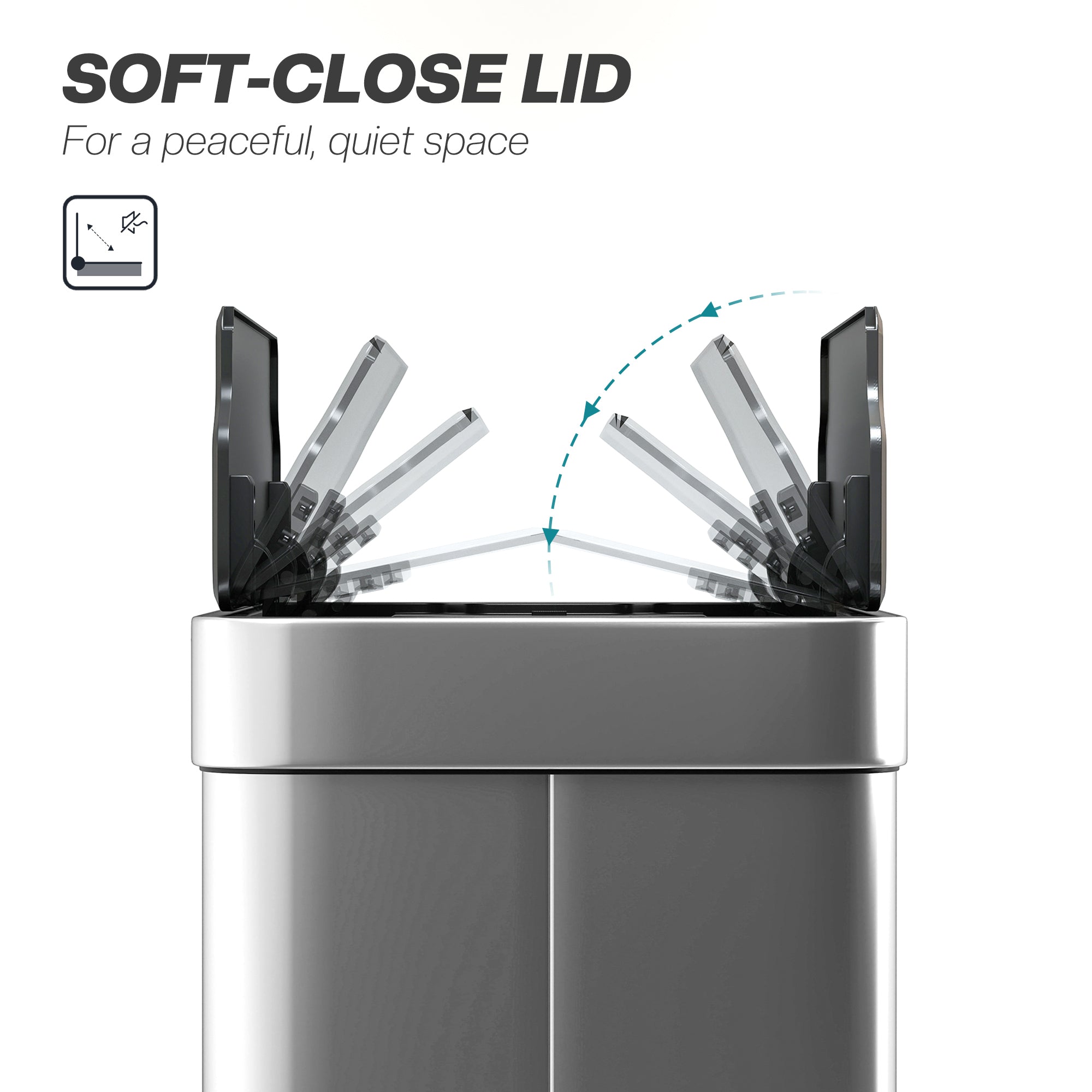 HOMCOM 55L Sensor Bin, Large Automatic Touchless Rubbish Bin with Soft-Close Lid, Silver Tone
