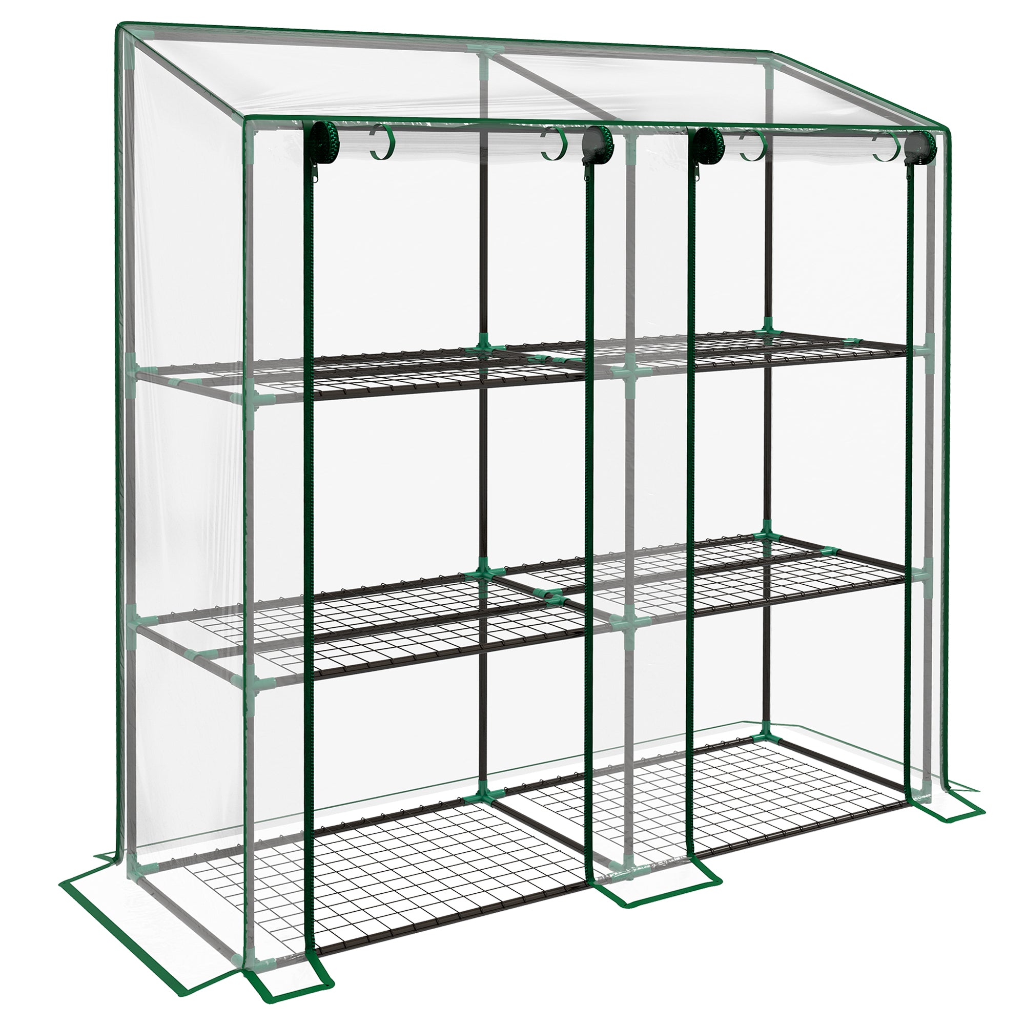 Outsunny 46 x 143cm Mini Lean-To Greenhouse, with Three Inner Shelves - North Peak Garden Furniture