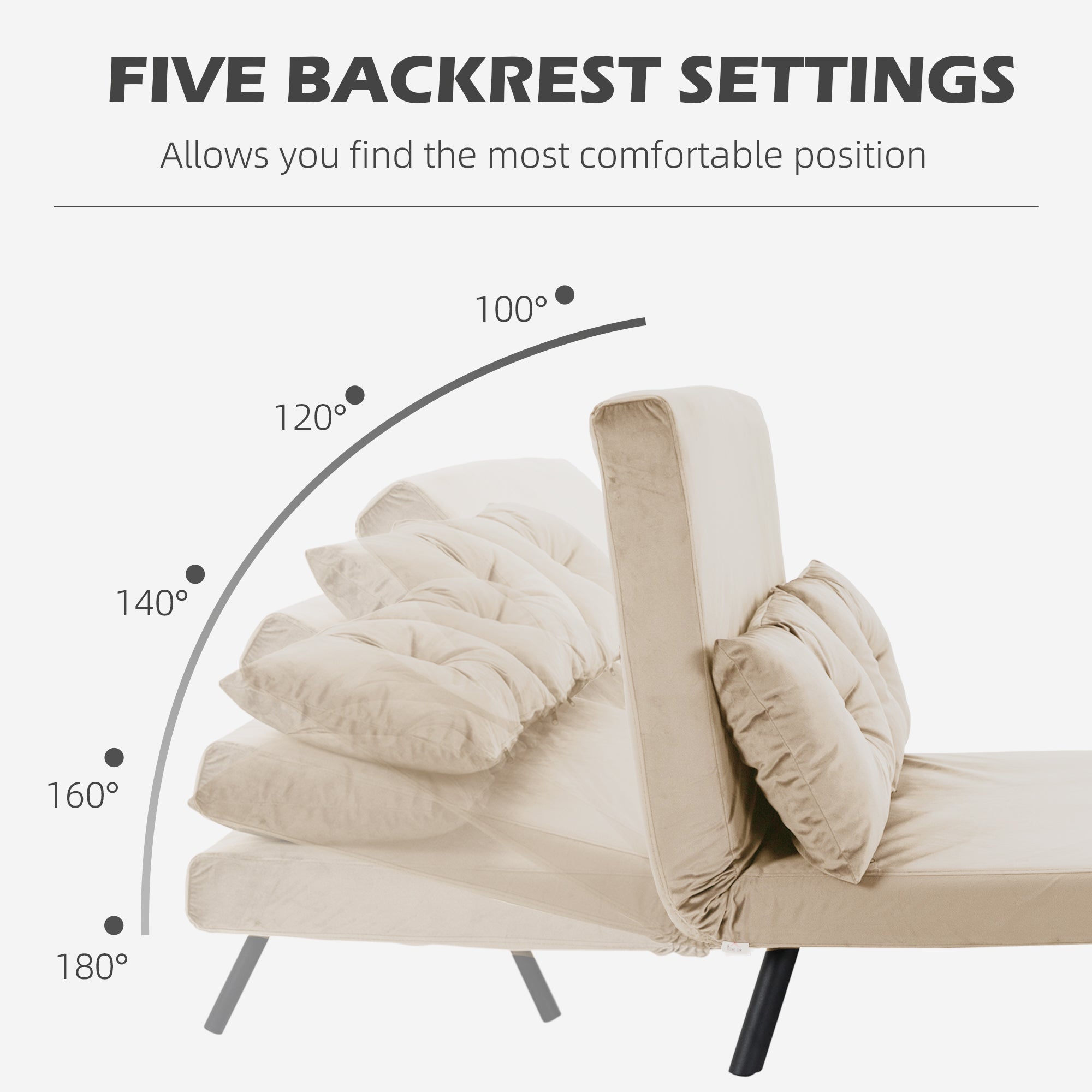 HOMCOM 4-in-1 Velvet-Feel Double Sofa Bed, with Pillows - Beige - North Peak Garden Furniture