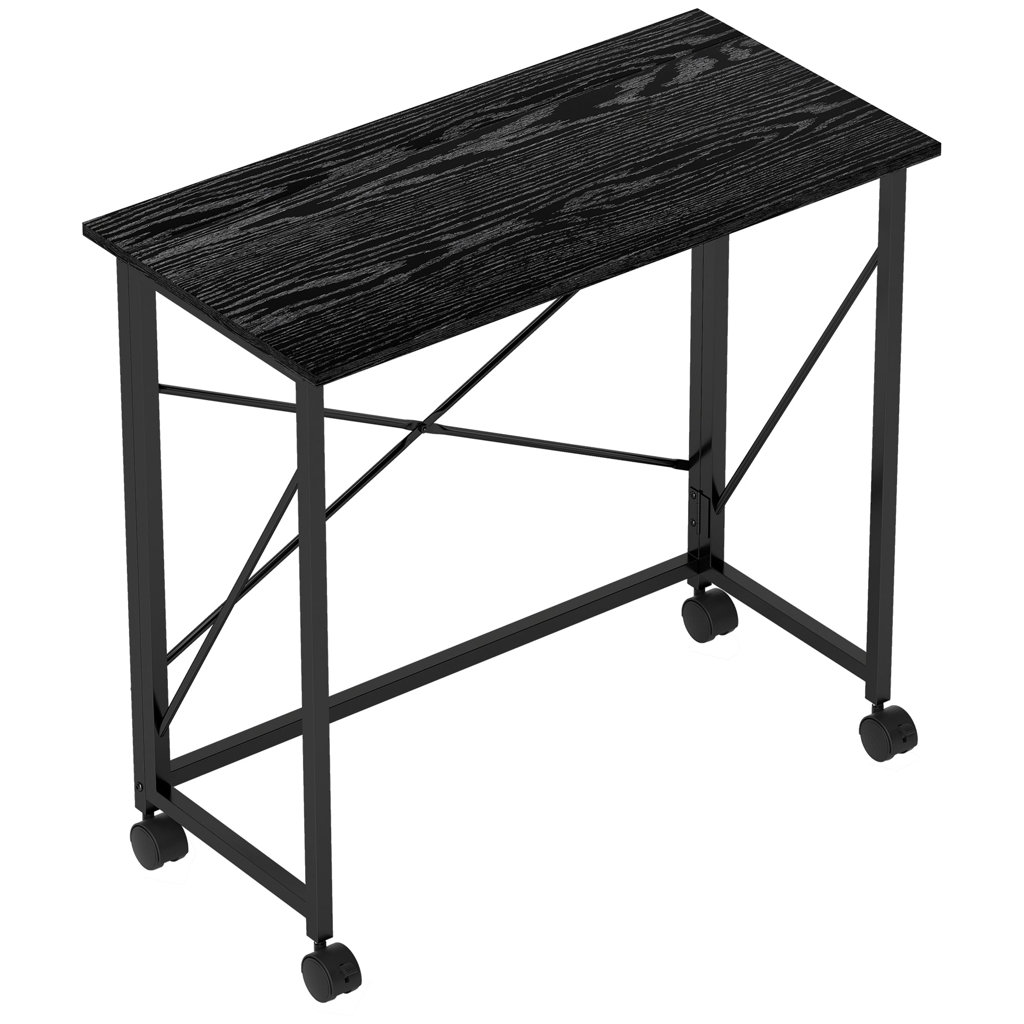 HOMCOM 80 cm Folding Desk on Wheels - Black - North Peak Garden Furniture