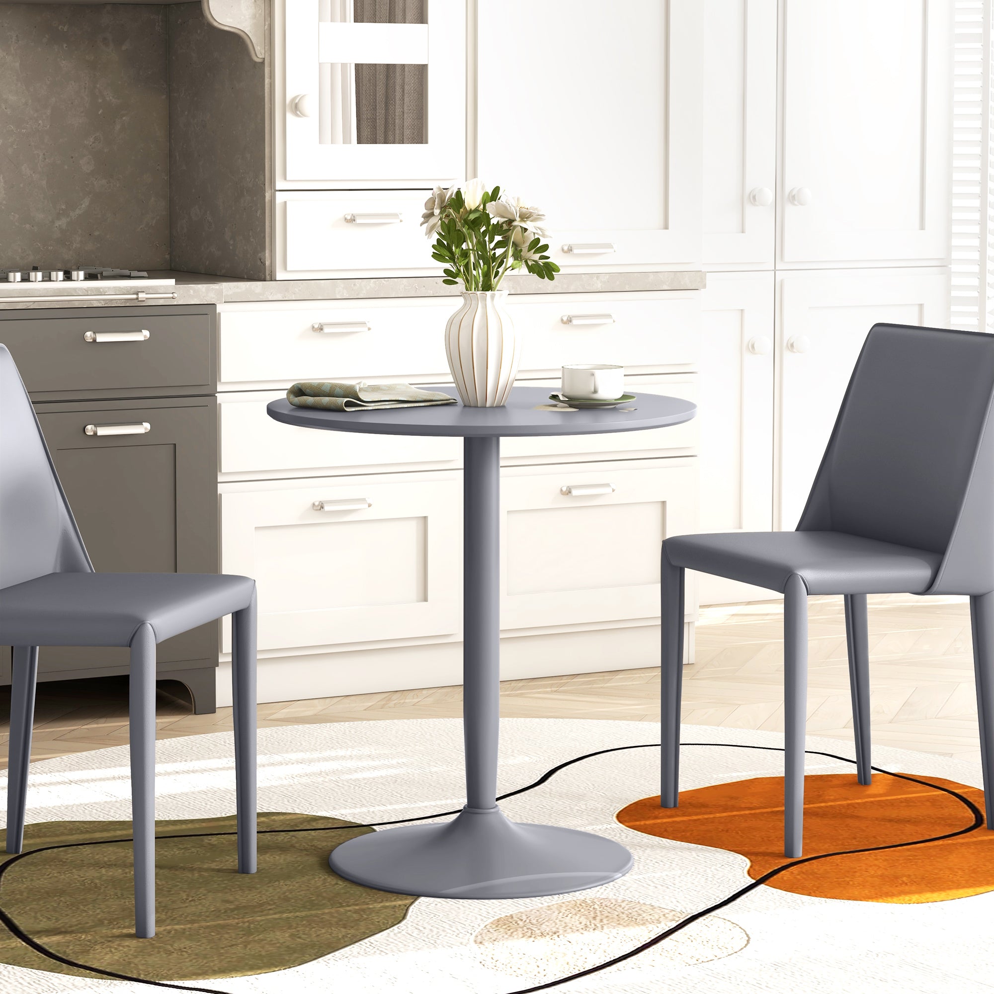 HOMCOM 75H x Φ70cm Two-Person Minimalistic Dining Table - Grey