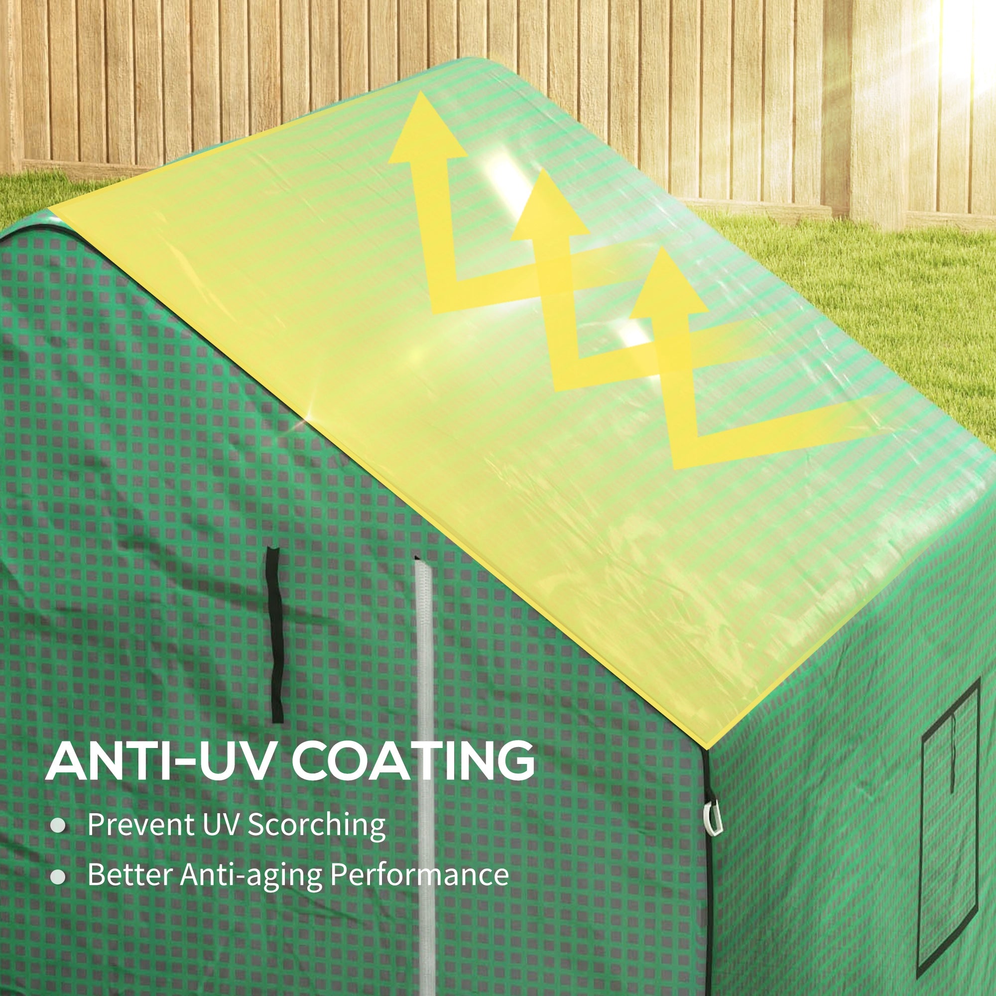 Outsunny Greenhouse Cover Replacement Walk-in PE Hot House Cover with Roll-up Door and Windows, 140 x 143 x 190cm, Green - North Peak Garden Furniture