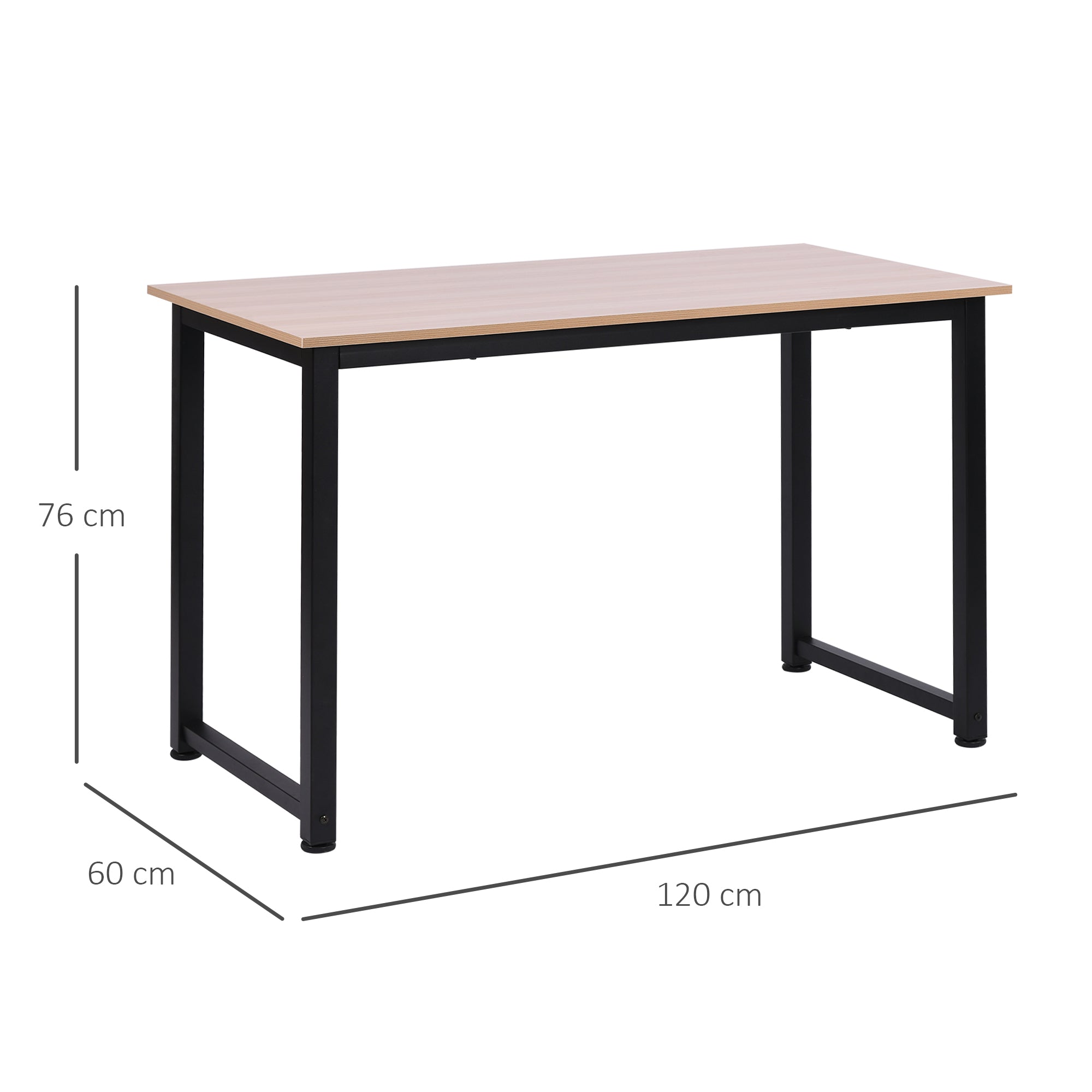 HOMCOM Computer Desk, Writing Table, 120 x 60 x 76cm Workstation for Home Office, Study with Metal Frame, Simple Assembly, Black