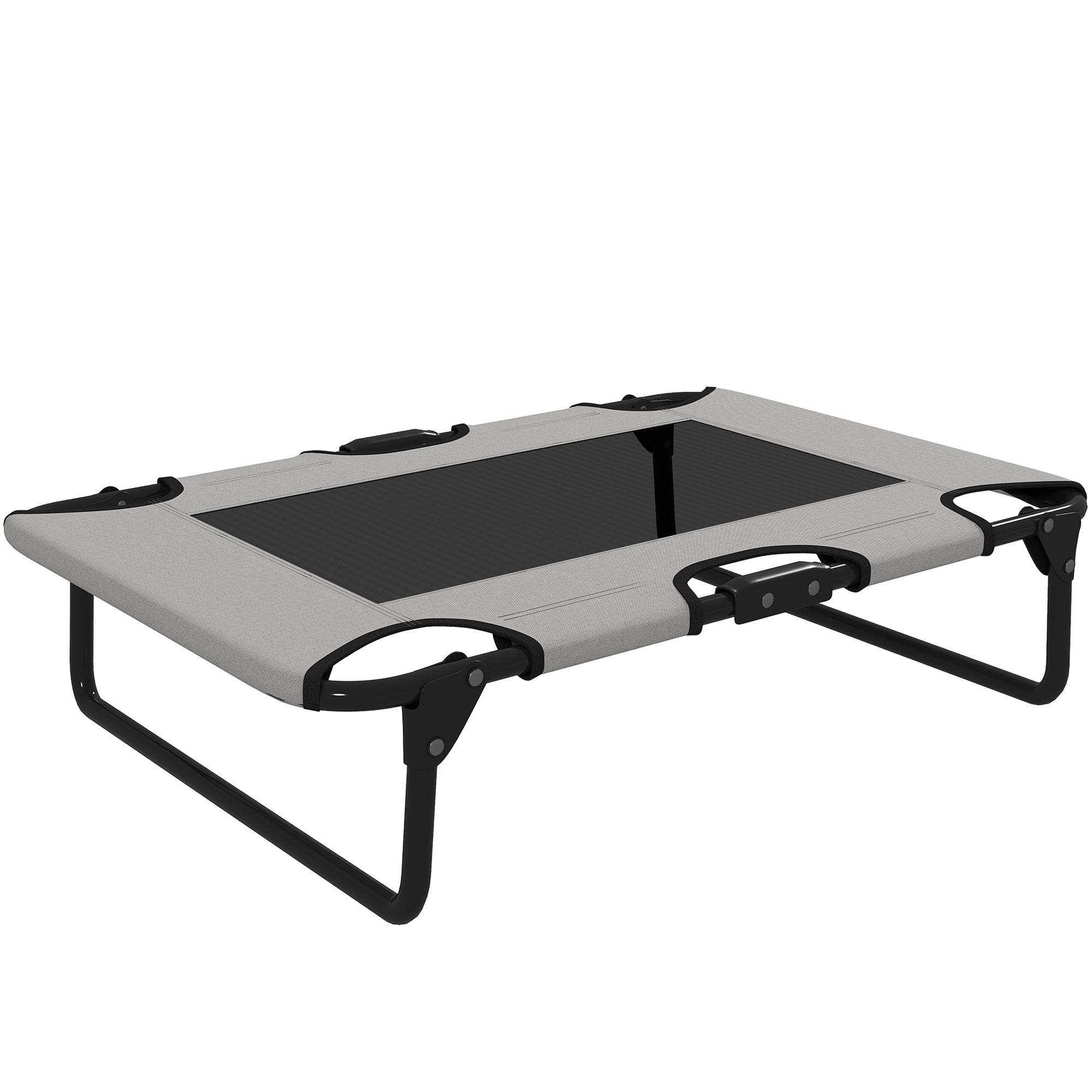 PawHut Portable Raised Dog Bed, Elevated Pet Cot with Breathable Mesh for Indoor Outdoor, for Small Medium Dogs, Light Grey - North Peak Garden Furniture