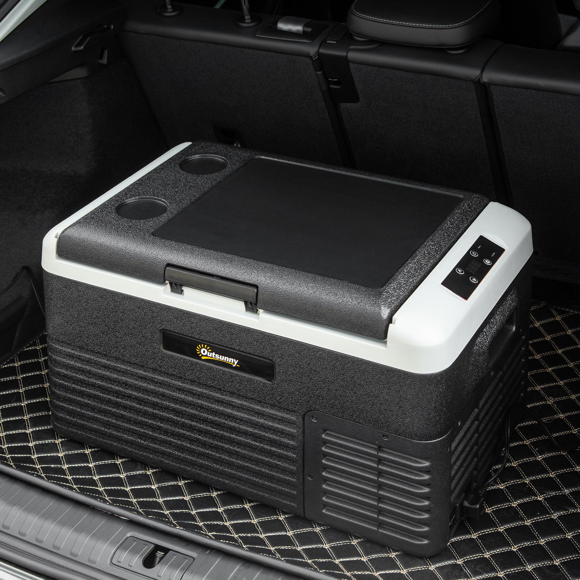 Outsunny 30L Car Refrigerator, Portable Compressor Car Fridge Freezer, Electric Cooler Box with 12/24V DC and 110-240V AC for Camping, Driving, Picnic, Down to -20℃ - North Peak Garden Furniture