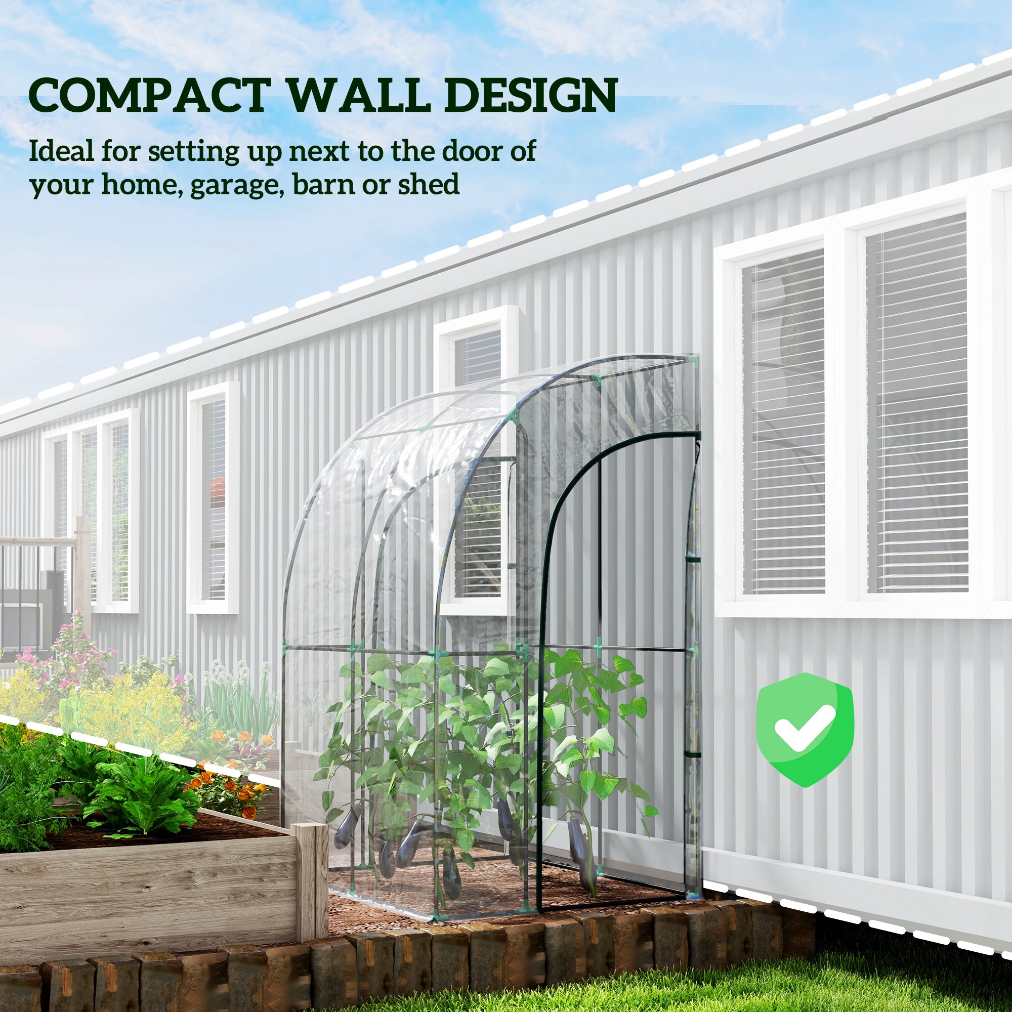 Outsunny 143cm x 118cm Walk-In Lean To Greenhouse, with Accessories - North Peak Garden Furniture