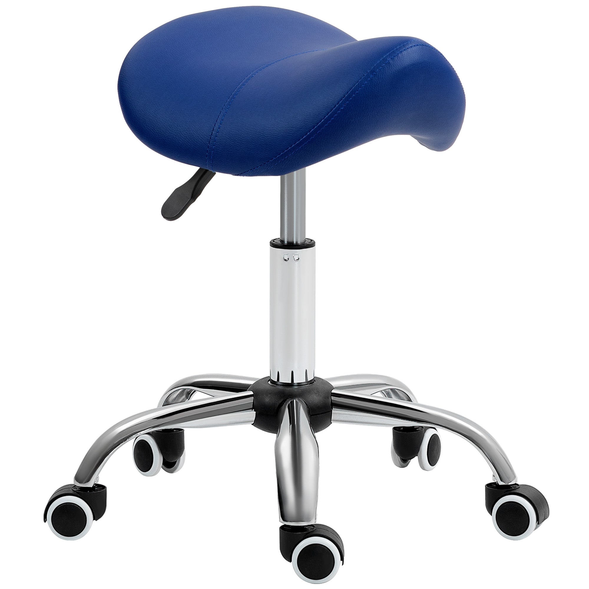 HOMCOM Saddle Stool, Height Adjustable Salon Chair for Massage Spa, Faux Leather, Brown - North Peak Garden Furniture