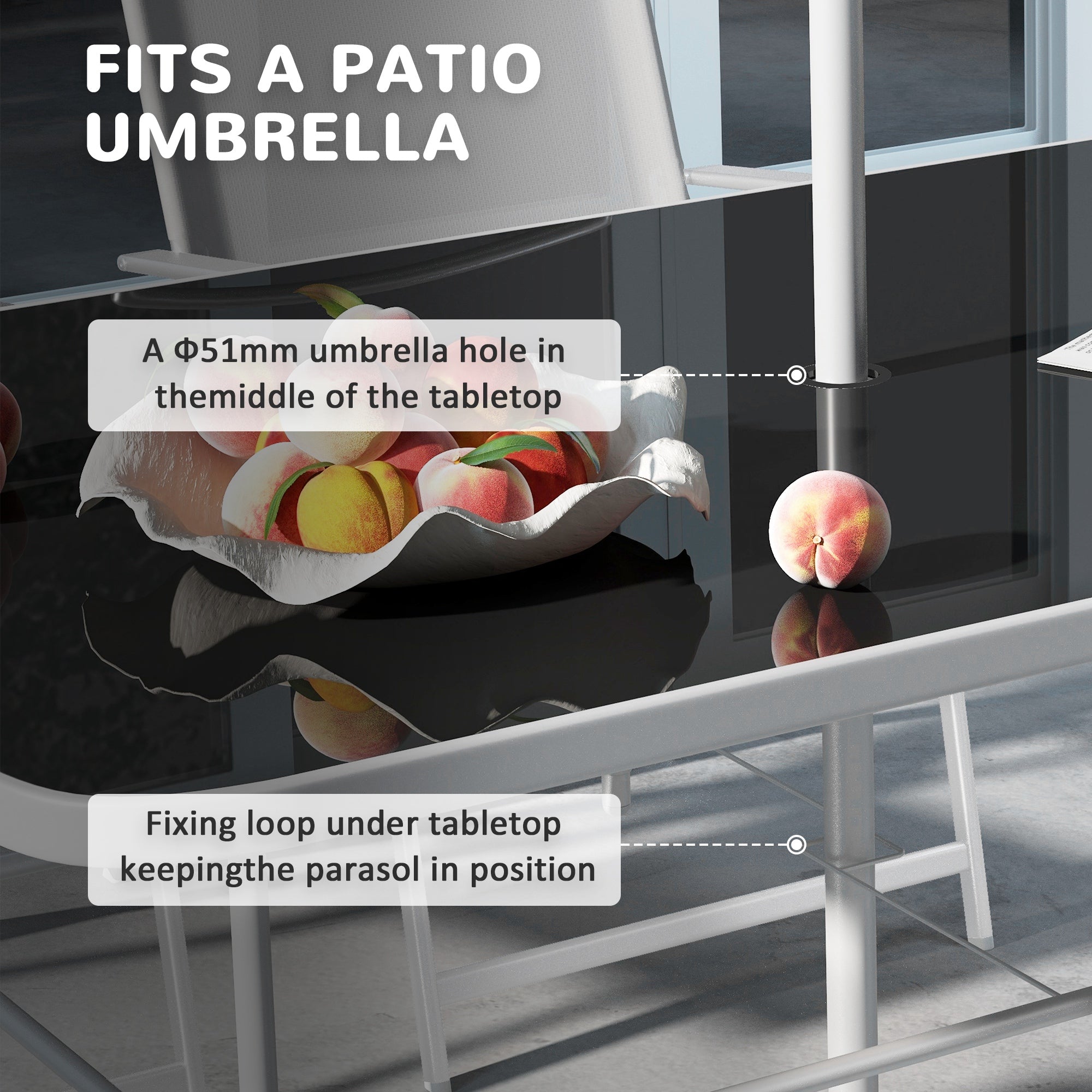 Outsunny Eight-Piece Garden Dining Set, with Chairs, Table and Parasol - Grey - North Peak Garden Furniture