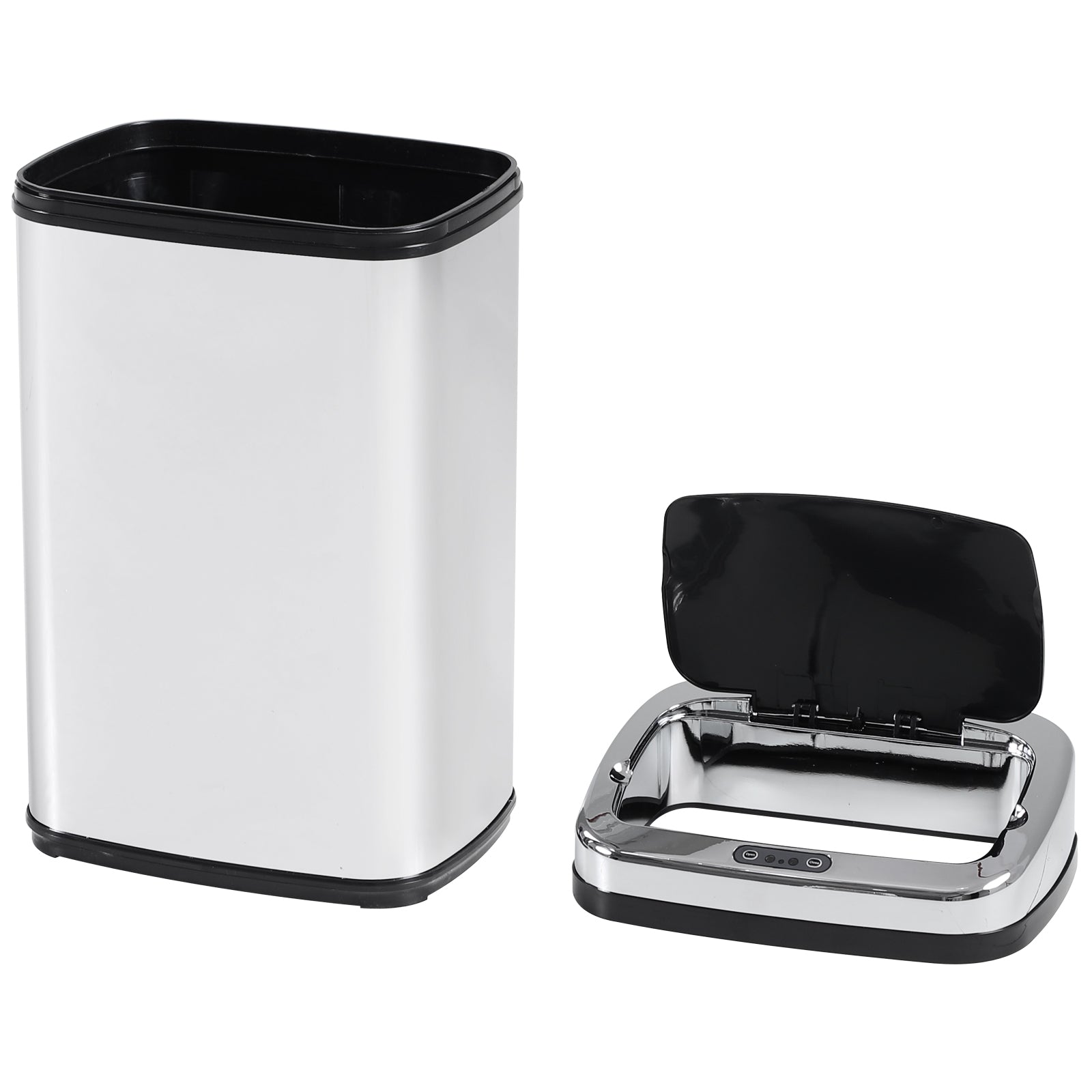 HOMCOM 30L Stainless Steel Motion Sensor Lid Bin - Silver Tone - North Peak Garden Furniture
