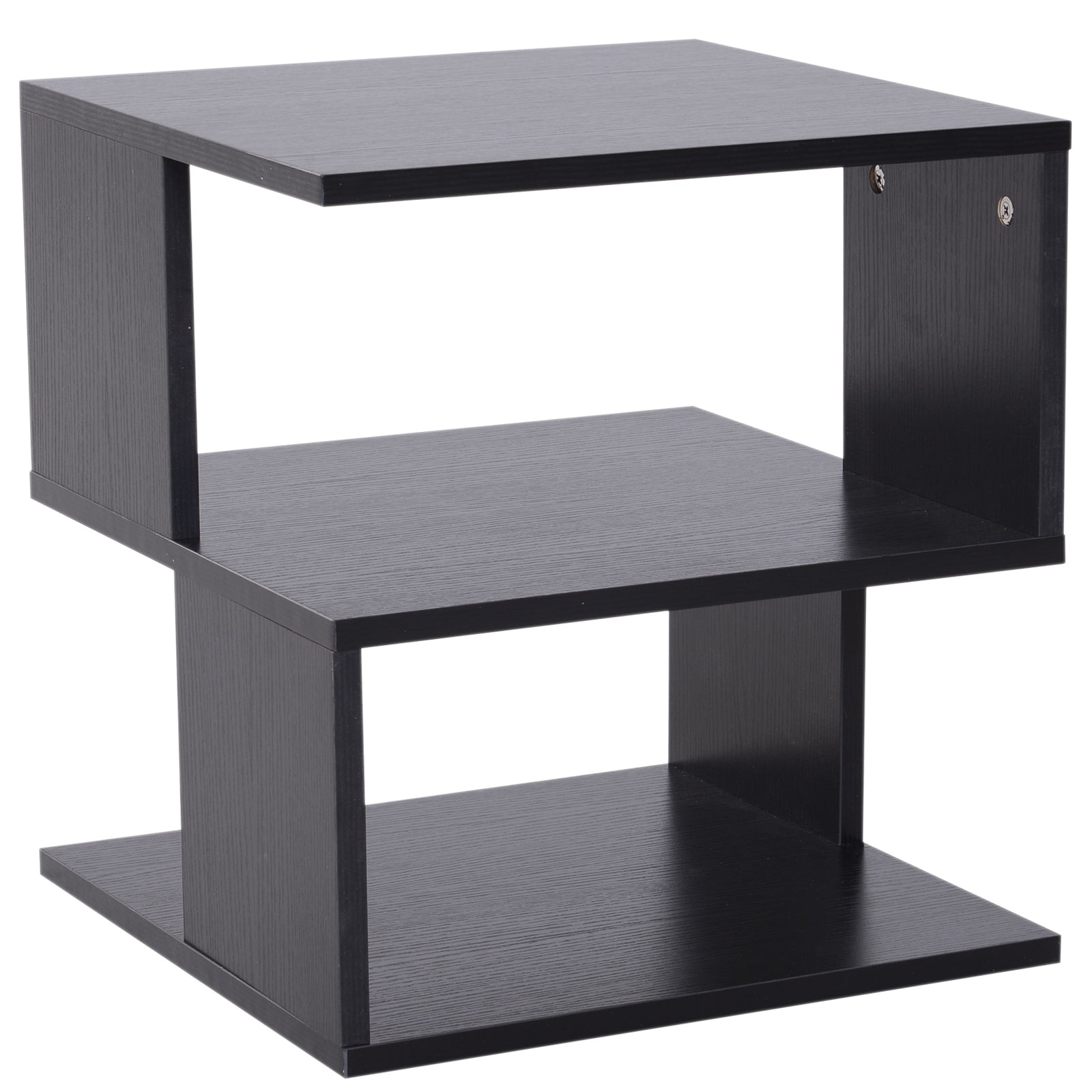 HOMCOM Side Table Square Coffee Table Modern End Table with 2 Tier Storage Shelves for Living Room, Bedroom, Black