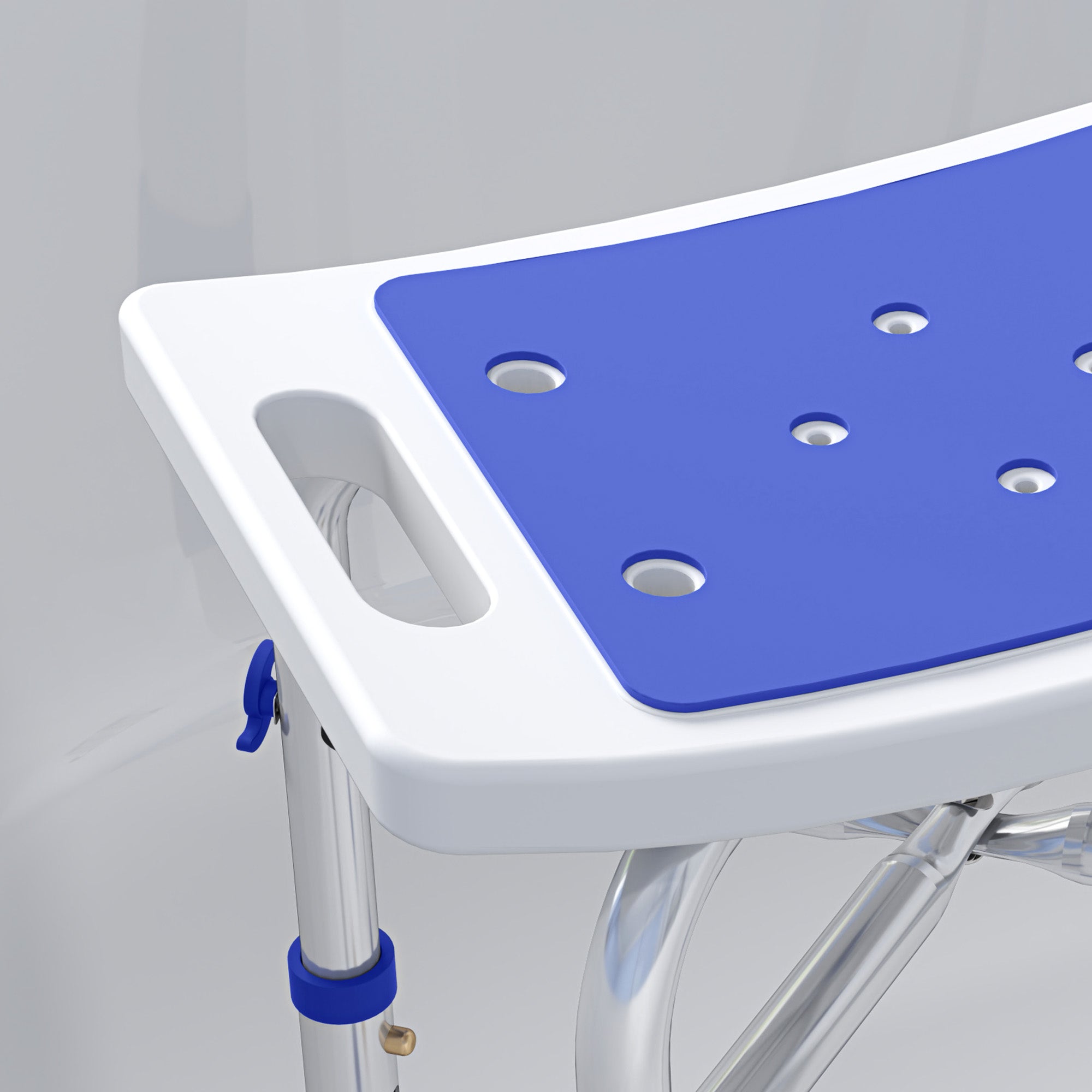 HOMCOM 44-51.5cm Aluminium Frame Shower/Bath Stool - White - North Peak Garden Furniture