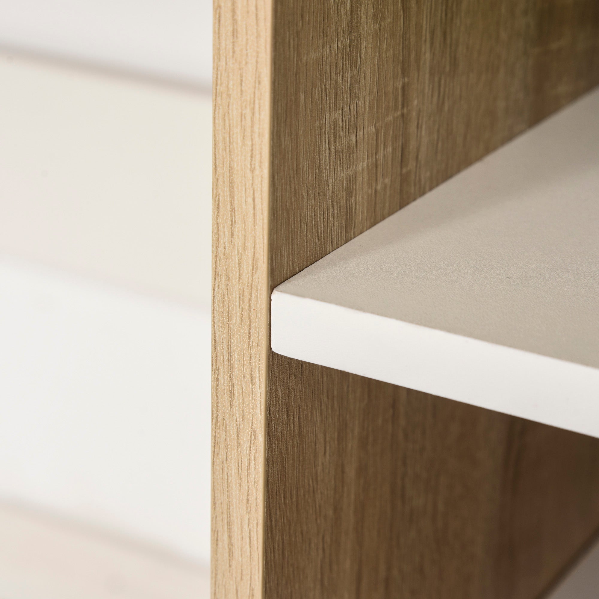 HOMCOM Computer Desk, Writing Desk with 3-Tier Storage Shelf, Work Table for Home Office, Study, Living Room, Oak and White - North Peak Garden Furniture
