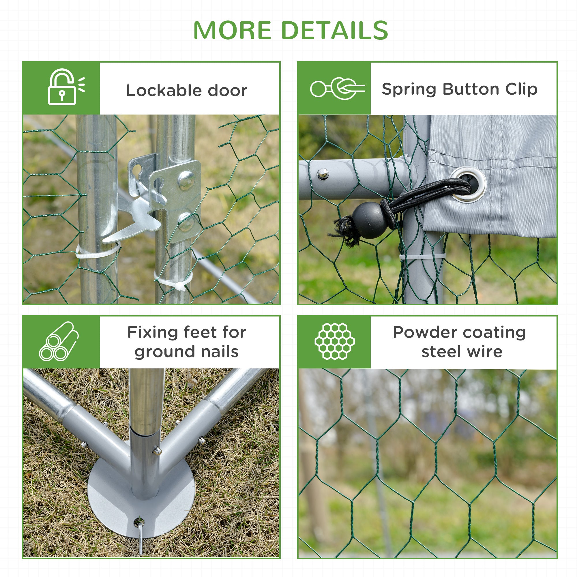 PawHut Walk In Chicken Run Galvanised Chicken Coop Hen Poultry House Cage Rabbit Hutch Pet Playpen Garden with Water-Resist Cover, 2.8 x 3.8 x 2m - North Peak Garden Furniture