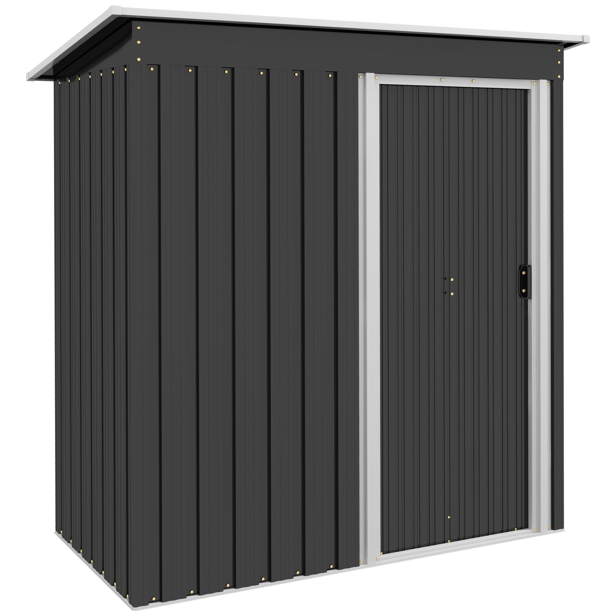 Outsunny 5 x 3ft Garden Storage Shed with Sliding Door and Sloped Roof Outdoor Equipment Tool Backyard, Black - North Peak Garden Furniture