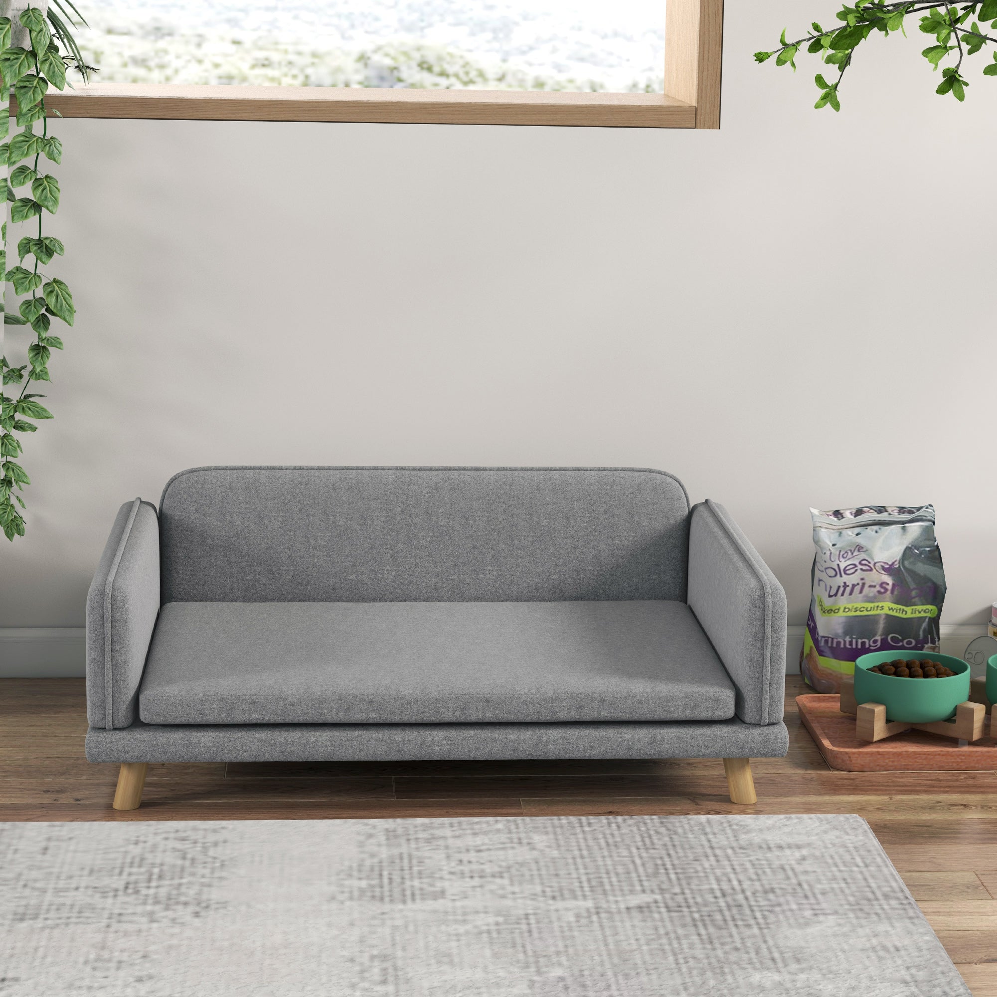 PawHut Pet Sofa for Medium Dogs, with Water-Resistant Fabric, Four Legs - Grey - North Peak Garden Furniture