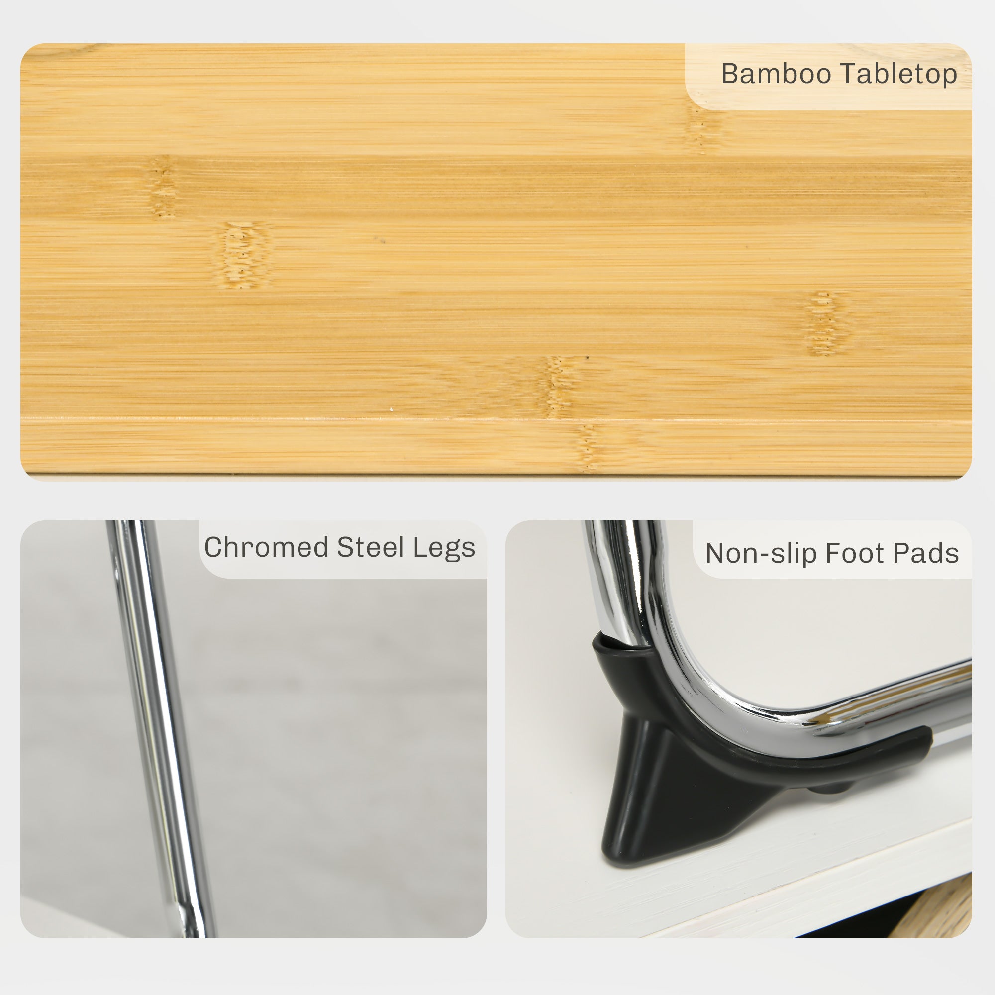 HOMCOM Portable Bamboo Top Wine and Glass Picnic Table - North Peak Garden Furniture