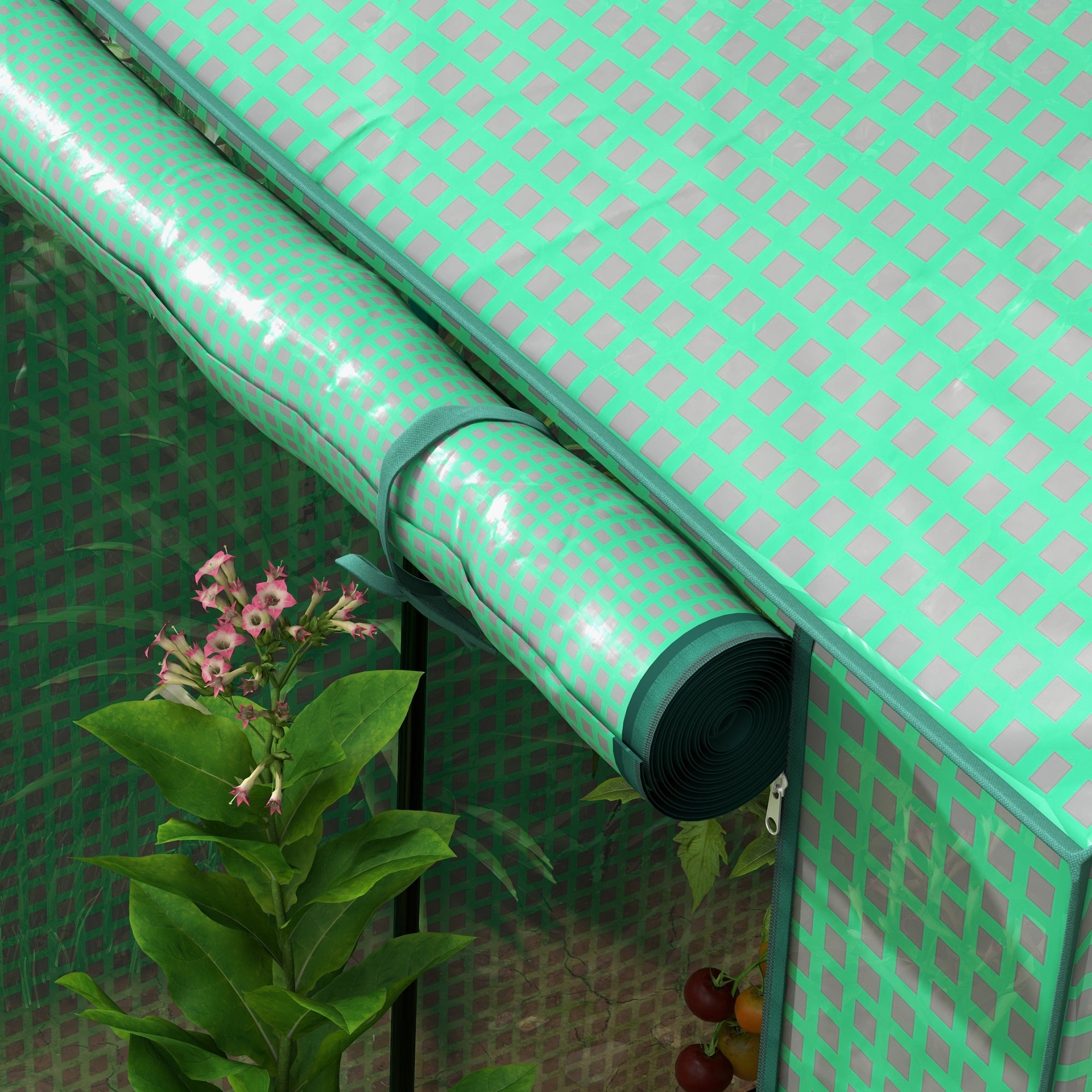 Outsunny Petite Greenhouse: Roll-up Doors, Ventilation Holes, Reinforced Green Cover, 100 x 80 x 150cm | Aosom UK