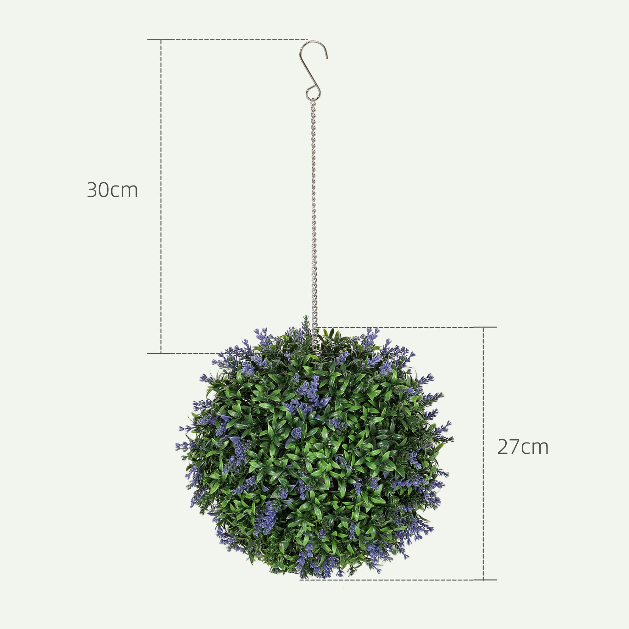 HOMCOM Set of 2 Artificial Plant Topiary Balls, UV-protected Fake Decorative Plants, Faux Plants for Home Indoor Outdoor Decor, 27cm, Purple - North Peak Garden Furniture