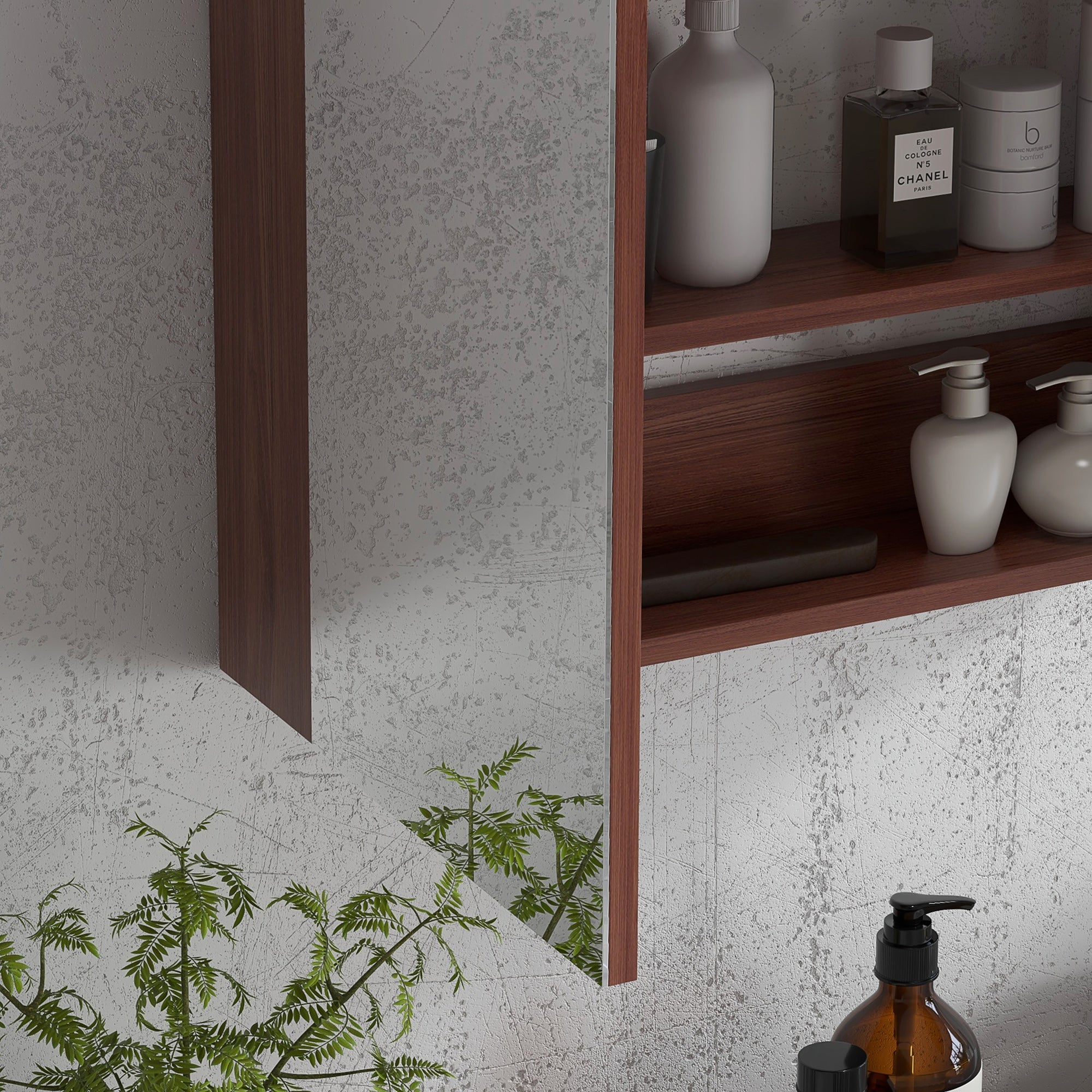kleankin Double Door Bathroom Mirror Cabinet, Wall Mounted Bathroom Storage Cabinet, Soft Closing, 63L x 60Hcm - North Peak Garden Furniture
