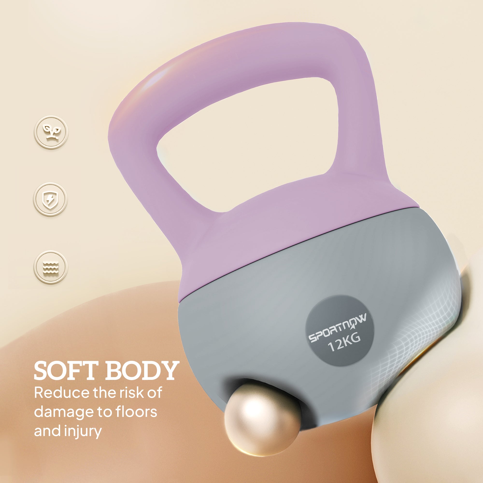 SPORTNOW 12KG Soft Kettlebell, Kettlebell with Non-Slip Handle for Home Gym, Weight Lifting, Strength Training, Purple/Grey - North Peak Garden Furniture