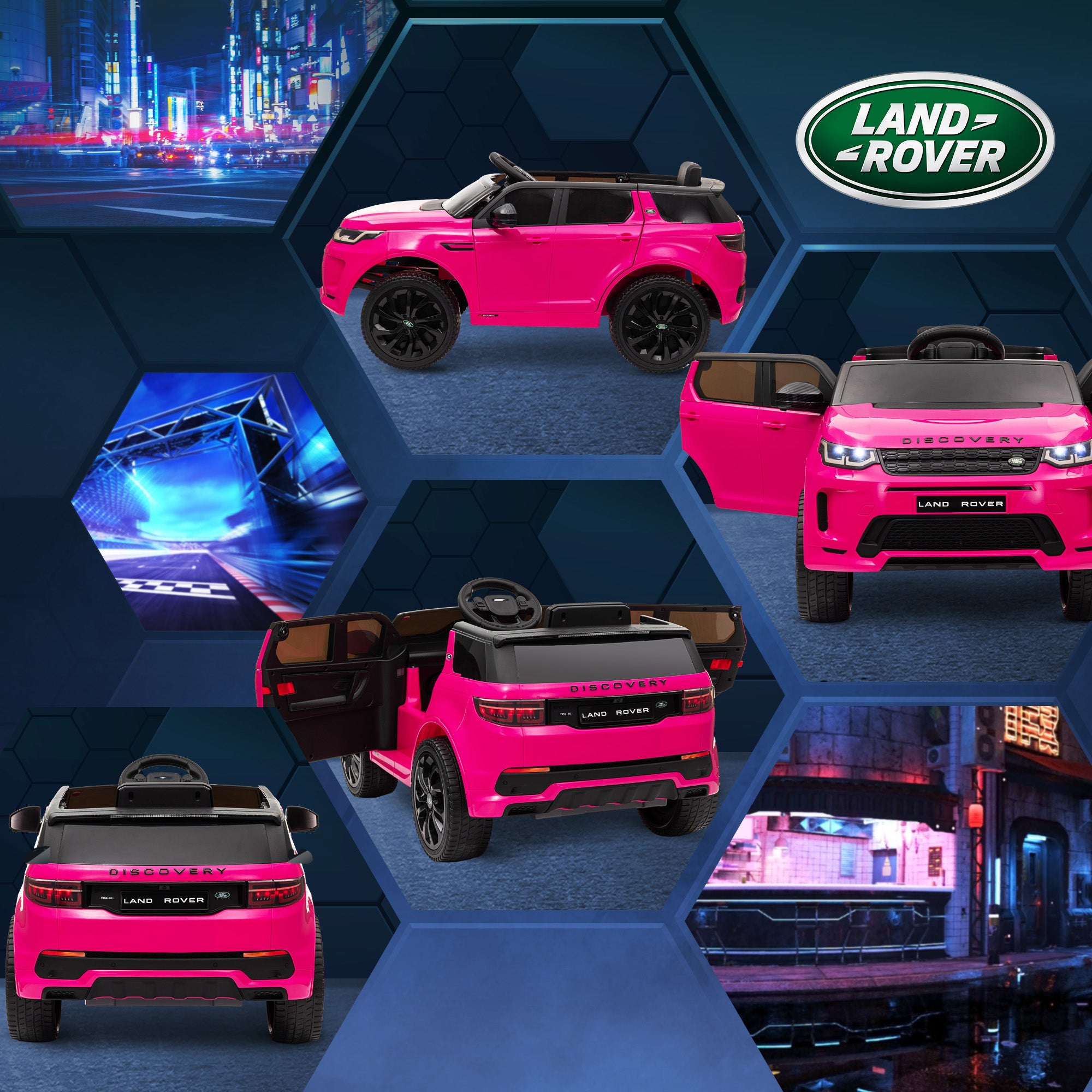 AIYAPLAY Land Rover Discovery Sport Licensed 12V Kids Ride on Car w/ Remote Control, Lights Music Horn, for 3-6 Years Pink - North Peak Garden Furniture