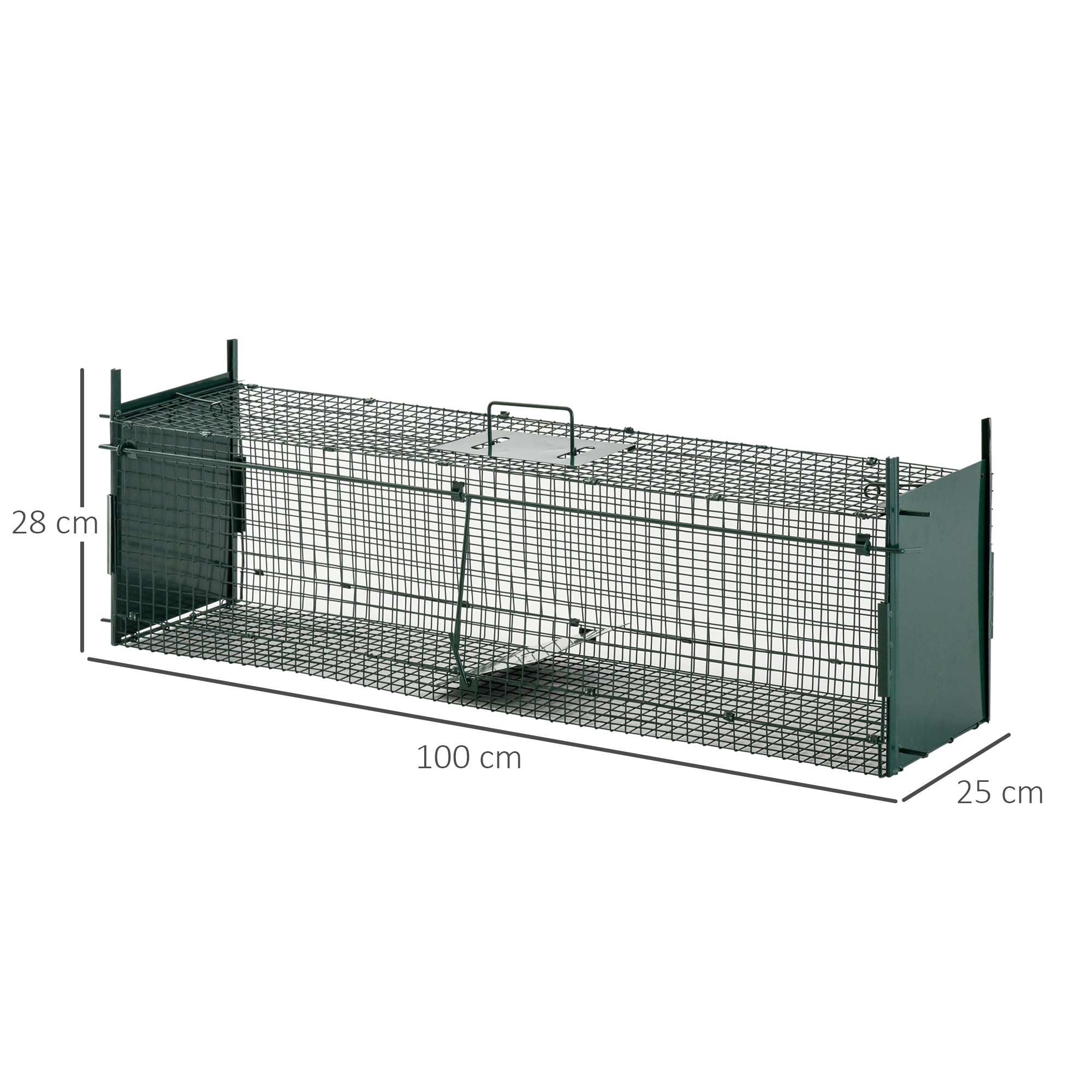 PawHut Two-Door Live Trap for Small Animals, Animal Trap for Rat, Mice, Mink, Rabbit, Raccoon, Squirrel - Dark Green