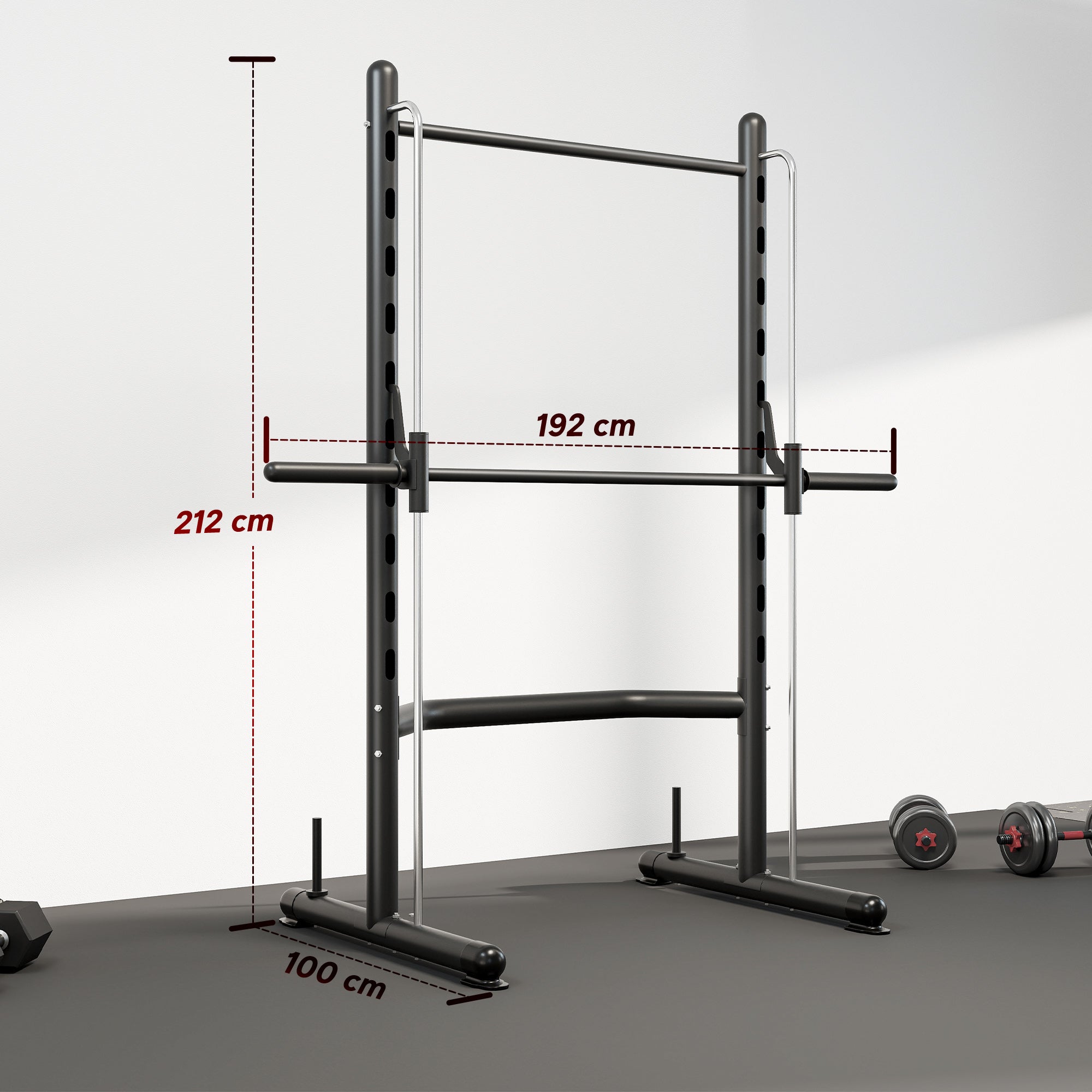 HOMCOM Adjustable Squat Rack, with Pull Up Bar, Barbell Bar for Home Gym