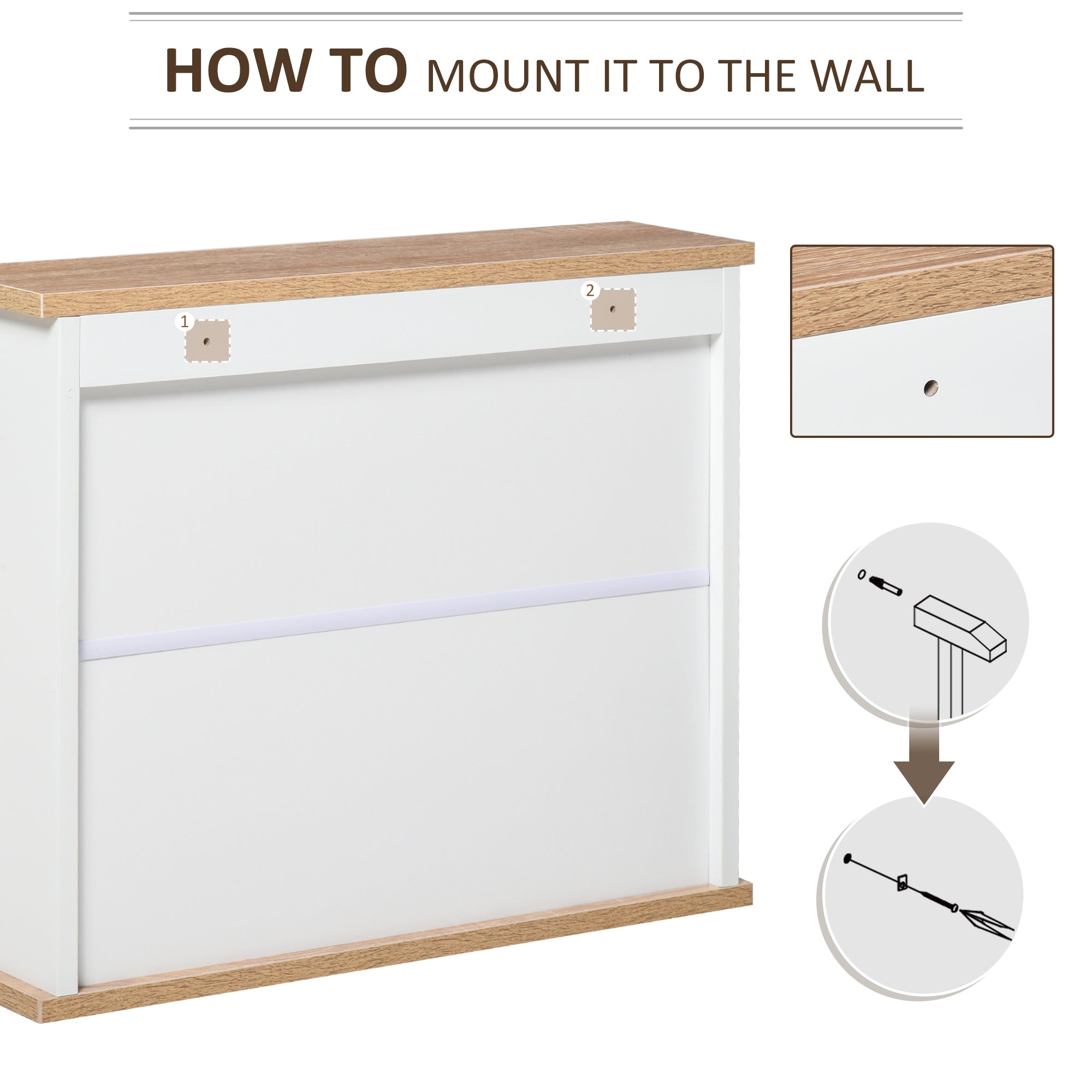 kleankin Bathroom Mirror Cabinet Wall Mounted Storage Cupboard with Double Door and Adjustable Shelf, White - North Peak Garden Furniture