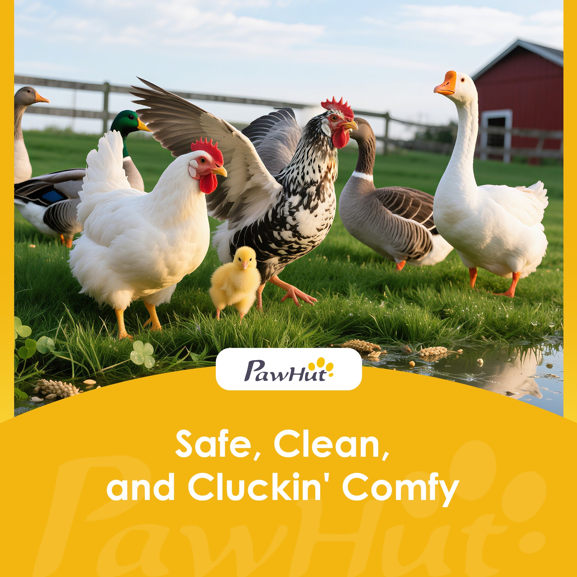 PawHut Chicken Coop, Wooden Outdoor Hen House with Nesting Box, Openable Waterproof Top, Pull-Out Tray, 150 x 100 x 97cm