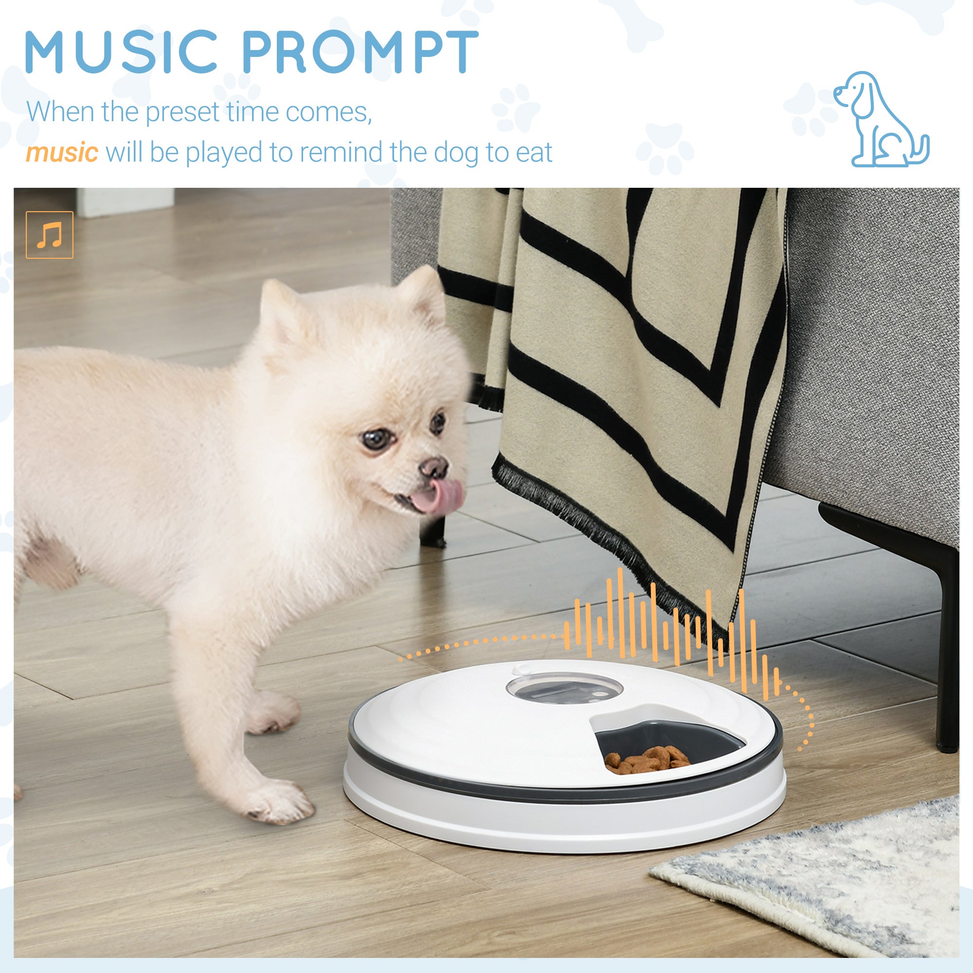 PawHut Automatic Pet Dog Cat Feeder w/ Digital Timer Six-Meal Food Dispenser - North Peak Garden Furniture