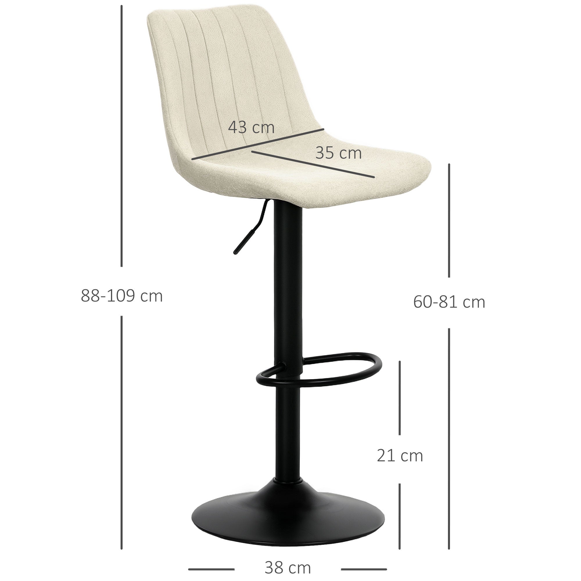 HOMCOM Set of Two Chenille-Feel Tub Bat Stools - Beige - North Peak Garden Furniture
