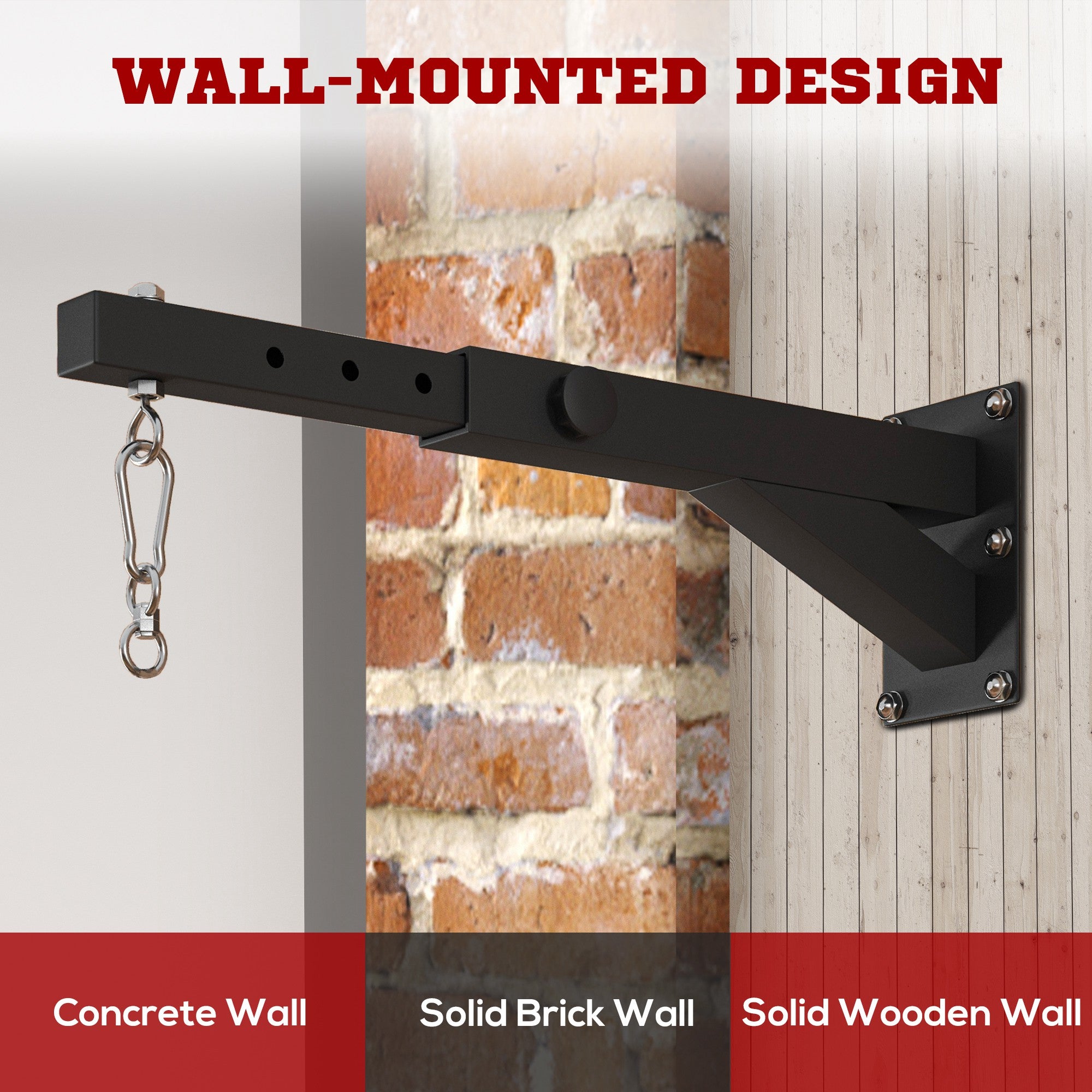 SPORTNOW Punch Bag Wall Bracket, 5-Length Adjustable Boxing Bag Bracket for Kickboxing, Muay Thai, Punching Training - North Peak Garden Furniture