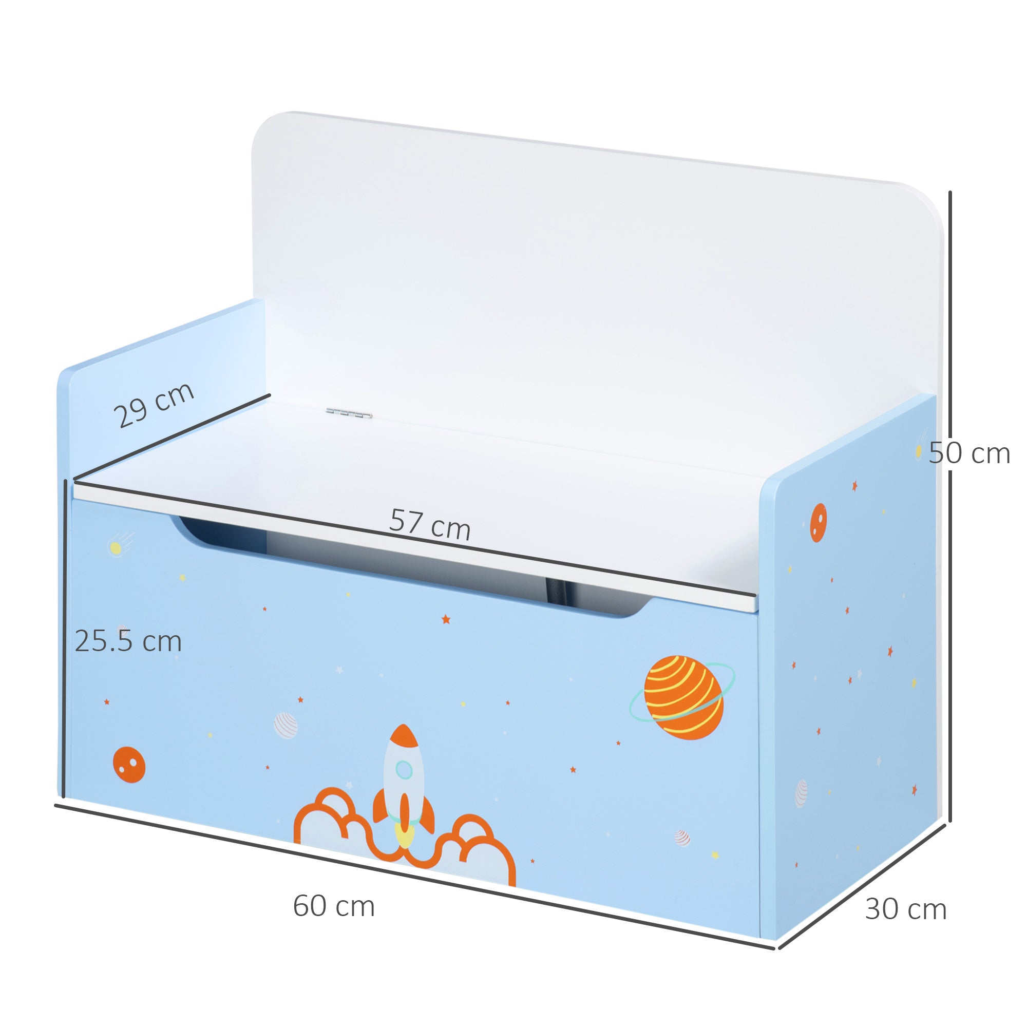 ZONEKIZ 2 In 1 Kids Storage Bench, Toy Box w/ Safety Rod - Blue - North Peak Garden Furniture