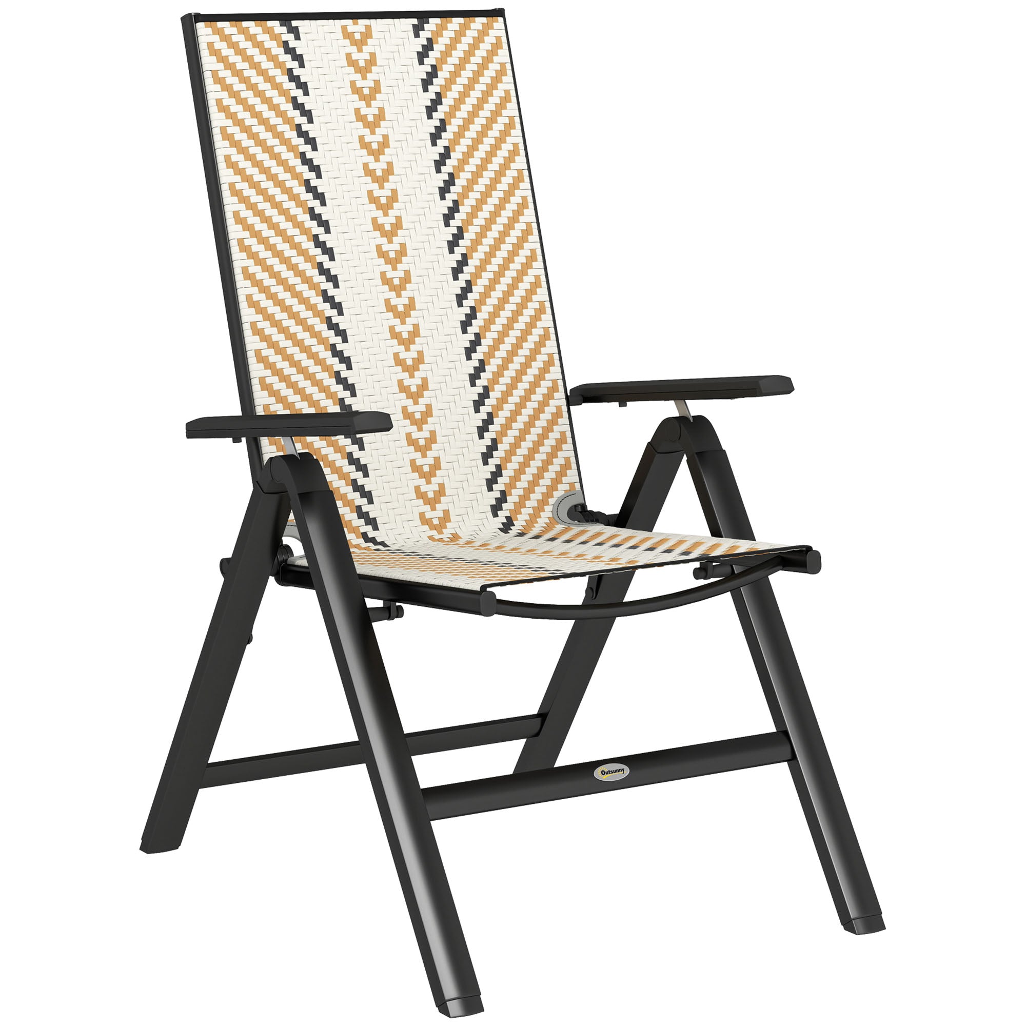 Outsunny Rattan Reclining Garden Chairs - Orange - North Peak Garden Furniture