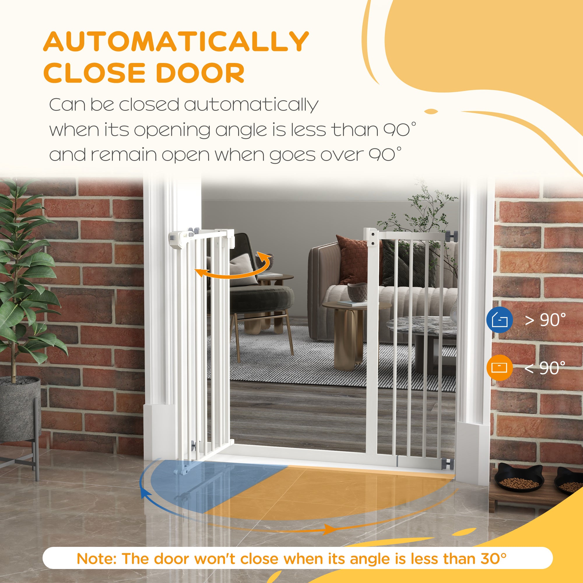 PawHut Metal 74-94cm Wide Adjustable Dog Gate White - North Peak Garden Furniture