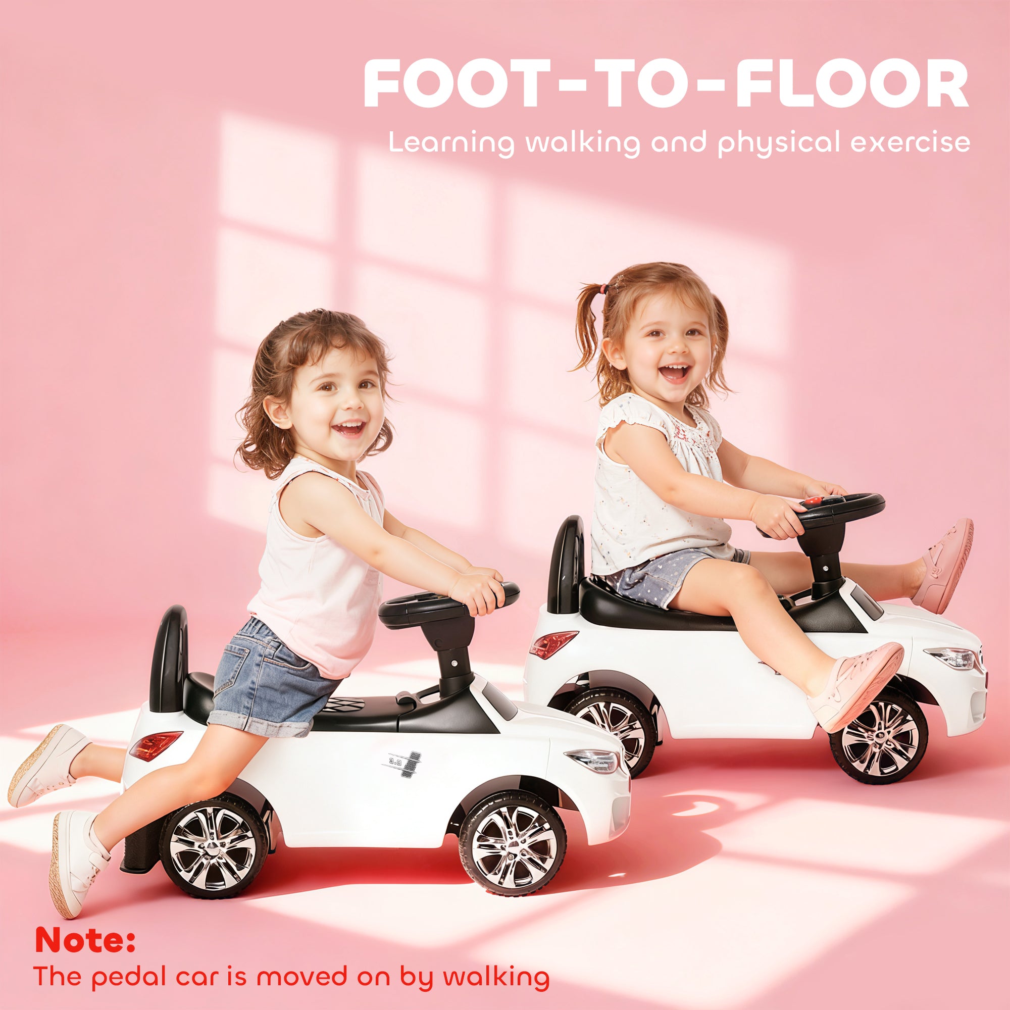 HOMCOM Ride on Car Baby Toddler Walker Foot to Floor Sliding Car Slider White