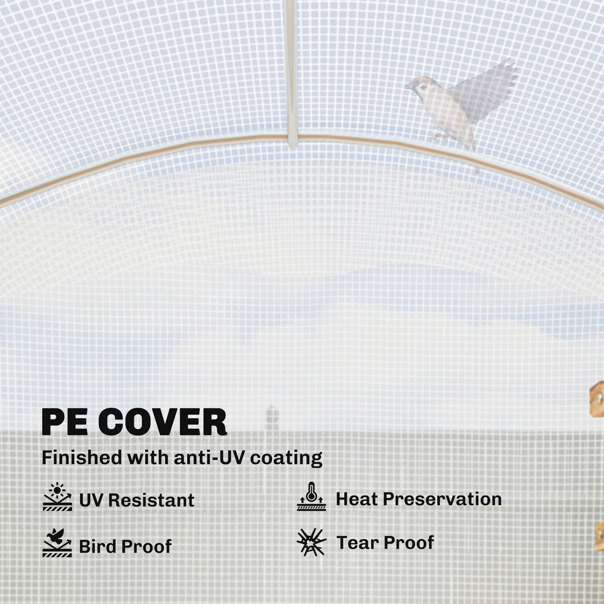 Outsunny Polytunnel Greenhouse Walk-in Grow House with UV-resistant PE Cover, Door and Galvanised Steel Frame, 2 x 2 x 2m, White