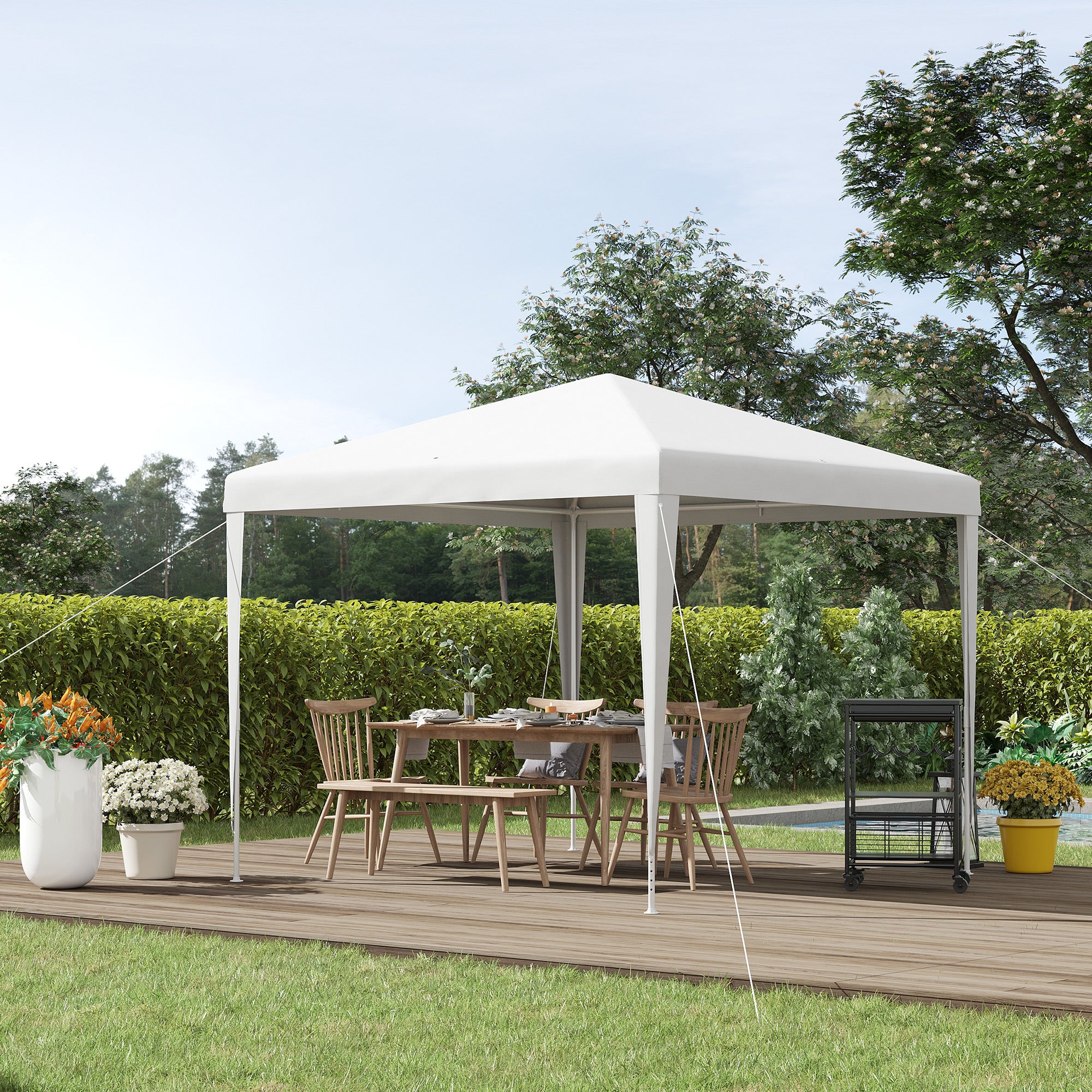 Outsunny 2.7m x 2.7m Garden Gazebo Marquee Party Tent Wedding Canopy Outdoor(White) - North Peak Garden Furniture