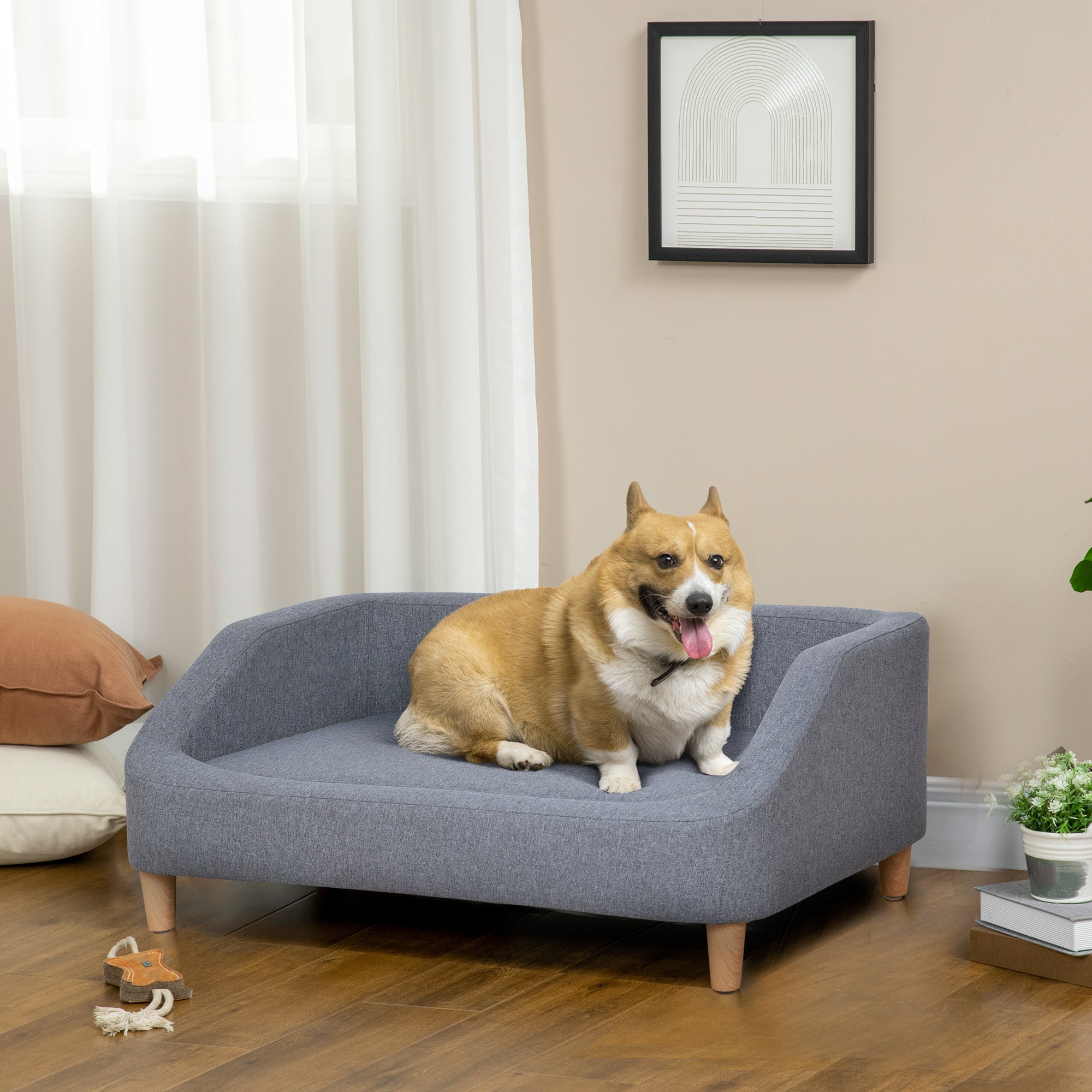 PawHut Dog Sofa, pet Bed, with Soft Cushion, Washable Cover, for Small, Medium & Large Dogs - Grey - North Peak Garden Furniture