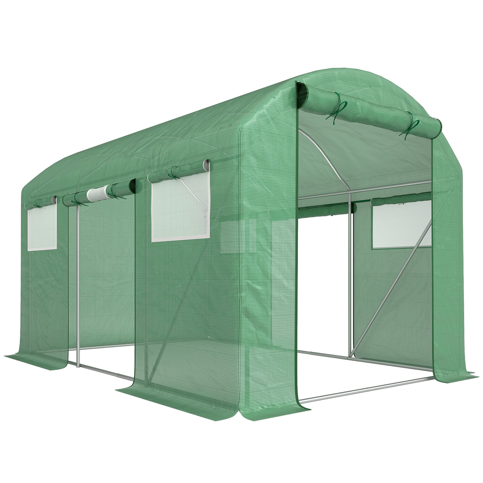 Outsunny 9.8 x 6.6ft Walk-In Polytunnel Greenhouse - Green