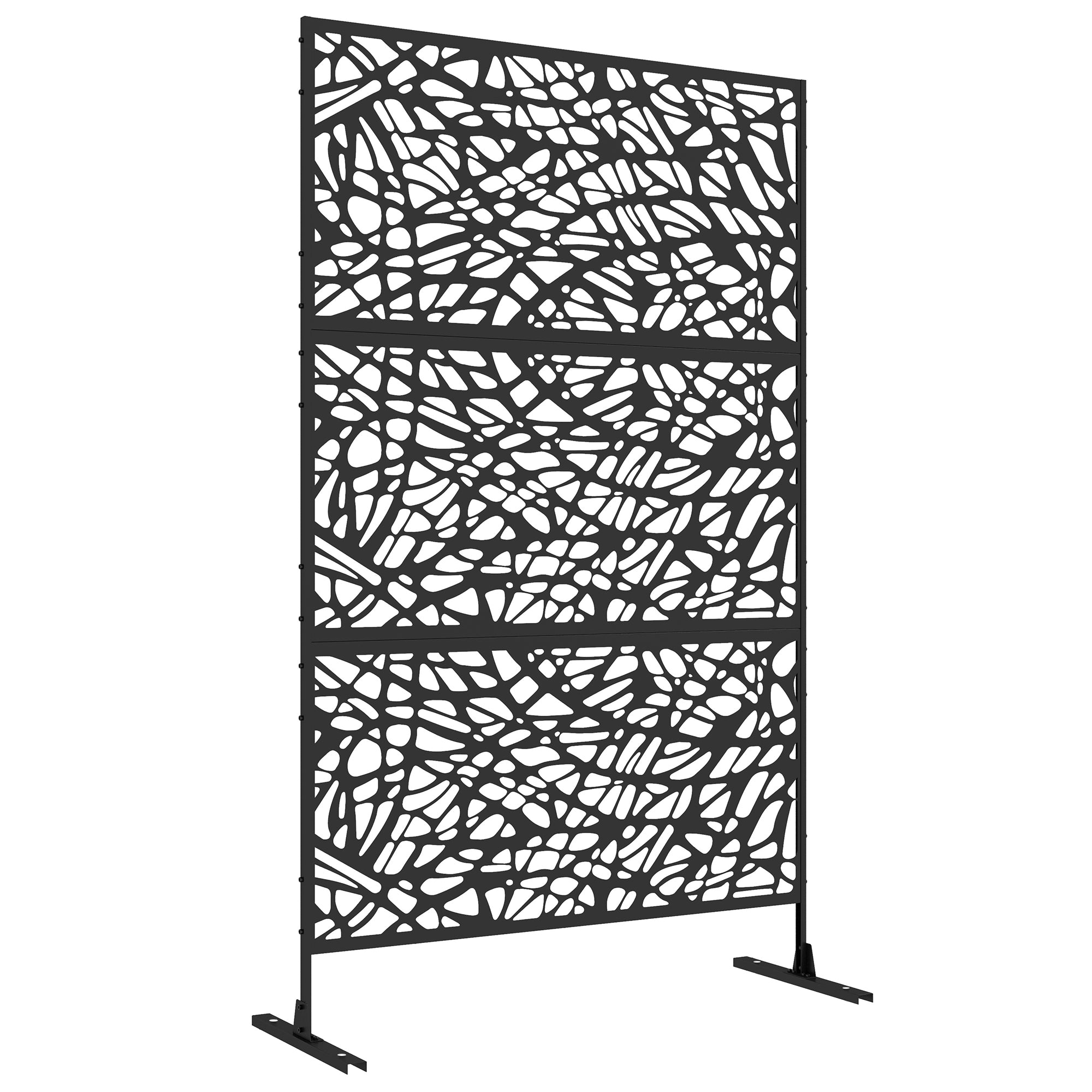 Outsunny Metal Decorative Privacy Screen Outdoor Divider, Black Twisted Lines - North Peak Garden Furniture