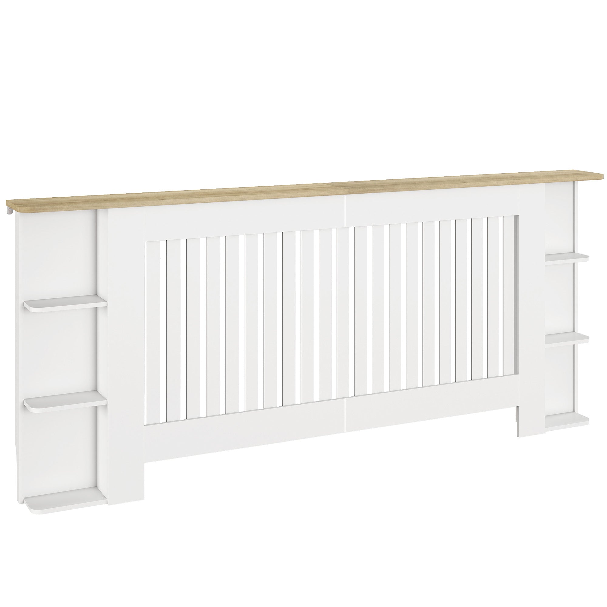 HOMCOM Radiator Cover with Open Storage Shelves, Vertical Slatted Cabinet Shelf Heater Cover for Living Room, Hallway, Extra Large, White (H: 83 / W: 191 / D: 19 cm)