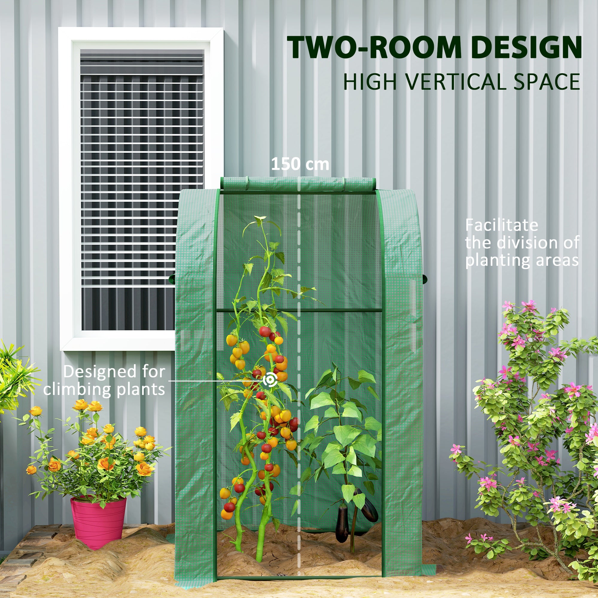 Outsunny 94 x 94cm Mini Portable Greenhouse - Green - North Peak Garden Furniture