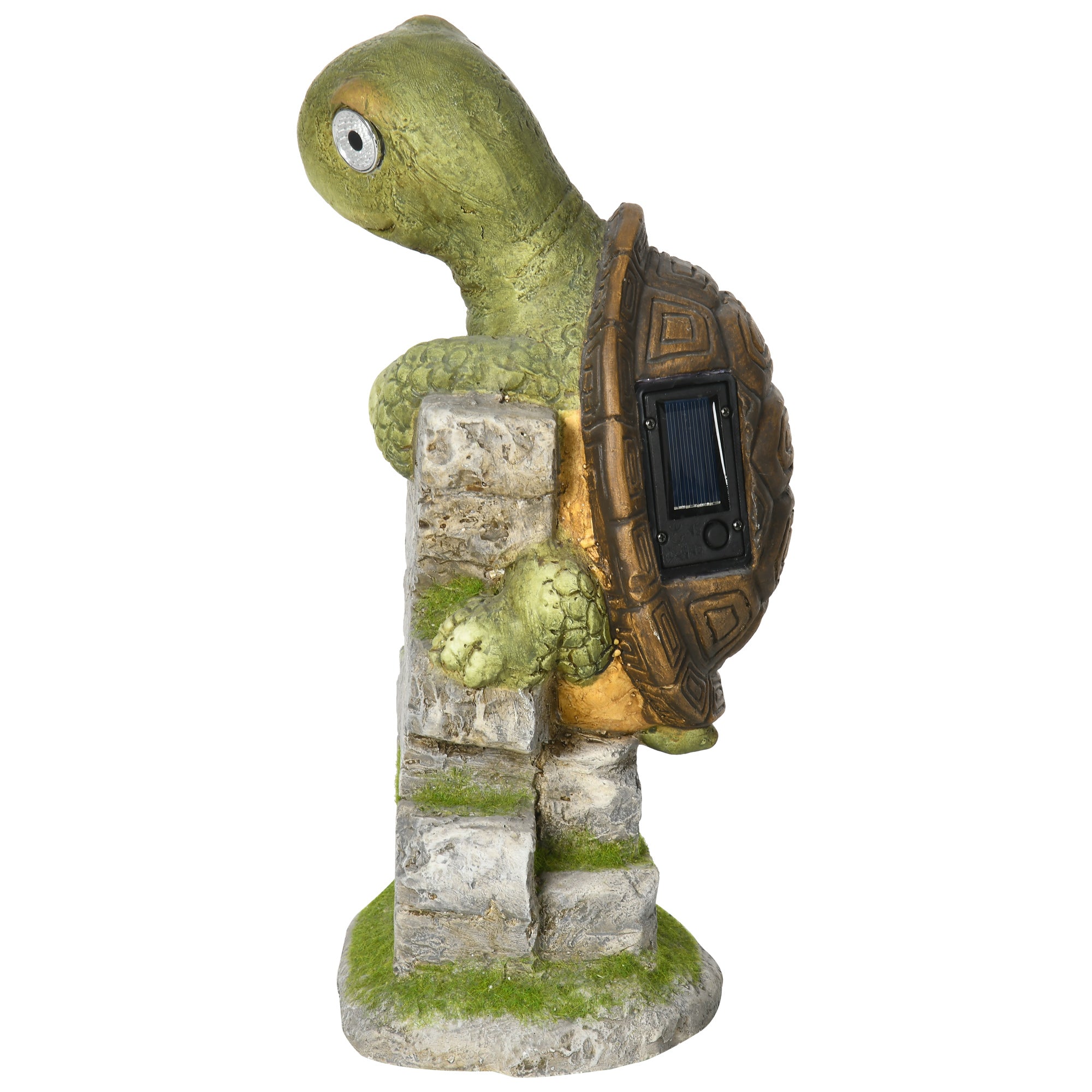Outsunny Vivid Tortoise Art Sculpture with Solar LED Light, Colourful Garden Statue, Outdoor Ornament Home Decoration for Porch, Deck, Grass - North Peak Garden Furniture