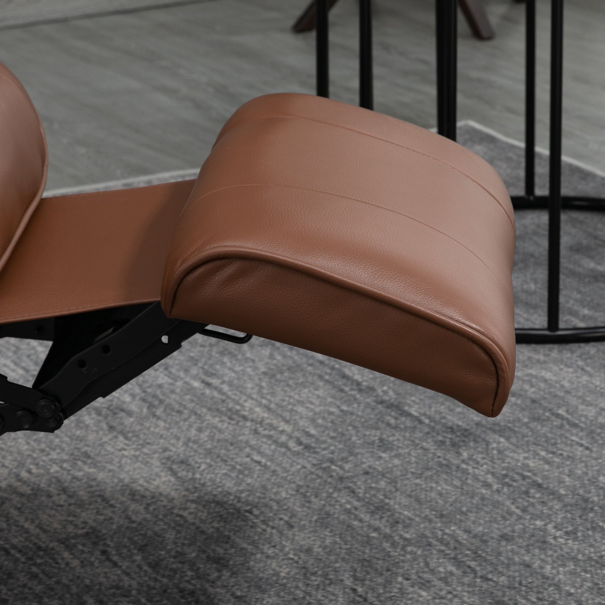 HOMCOM Faux Leather Armchair, with 145° Reclining Back and Footrest - Brown - North Peak Garden Furniture
