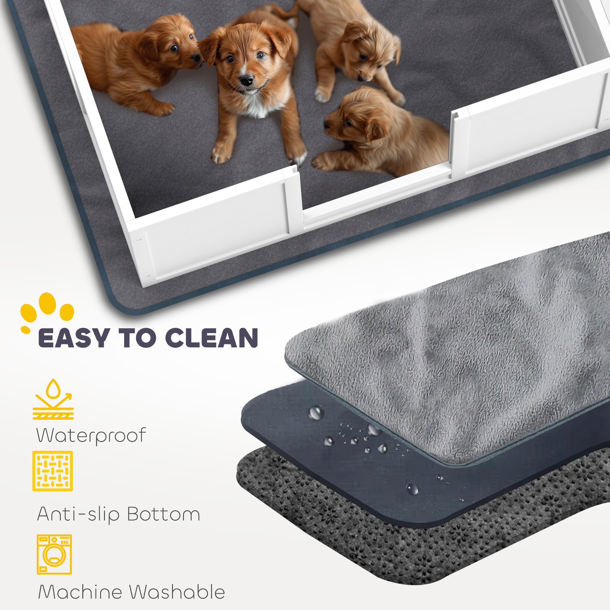 PawHut Two Room Design Whelping Box for Dogs with Whelping Pad, Clear Panels, Adjustable Entrance, for Medium Dogs, 196 x 96cm