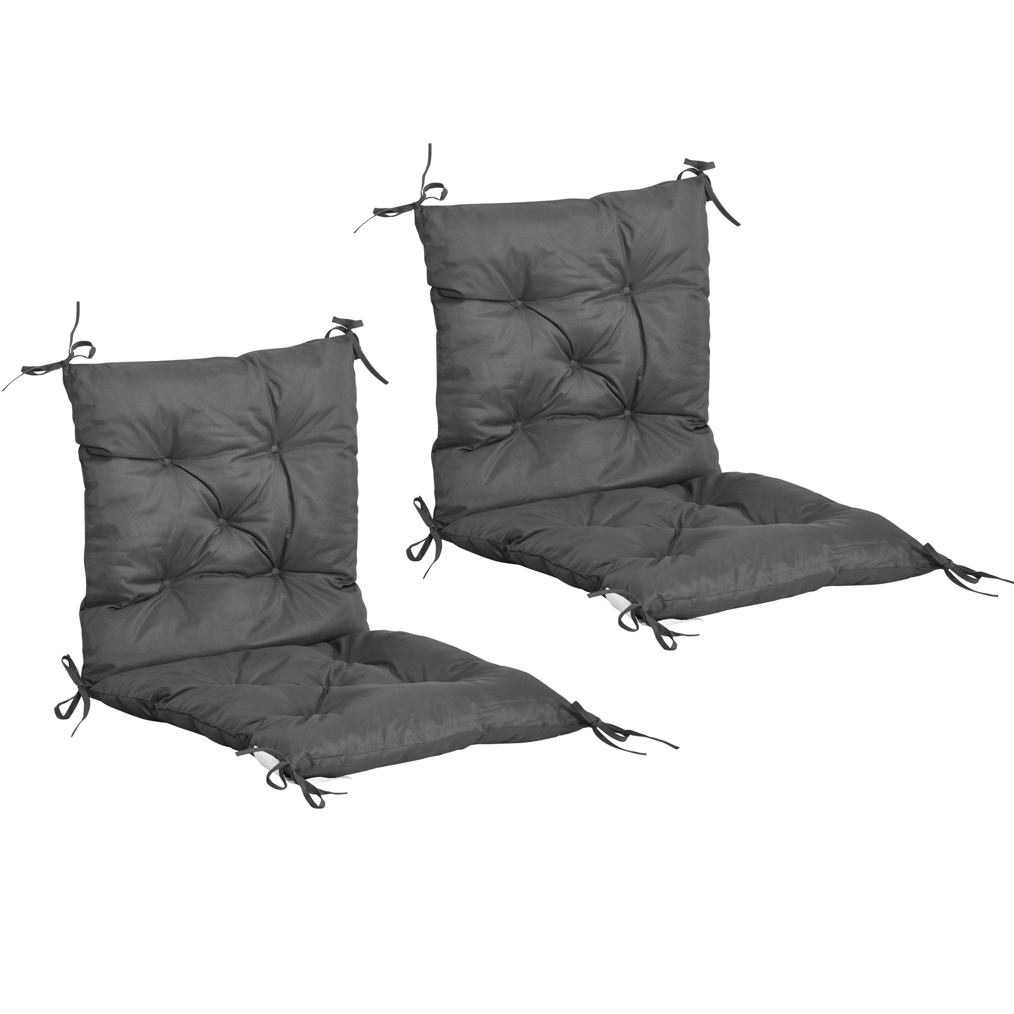 Outsunny Set of 2 Garden Chair Cushions 50W x 98L x 8D cm Comfortable Seat Pad with Backrest for Sunbeds, Rocking Chairs, Loungers for Outdoor & Indoor Use - North Peak Garden Furniture